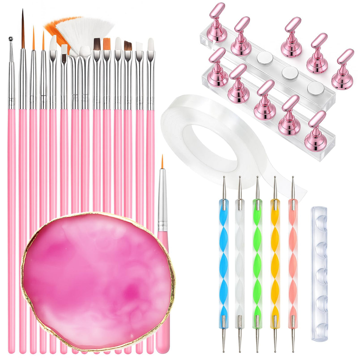 HomTop kit front view showing all included nail art tools for complete projects