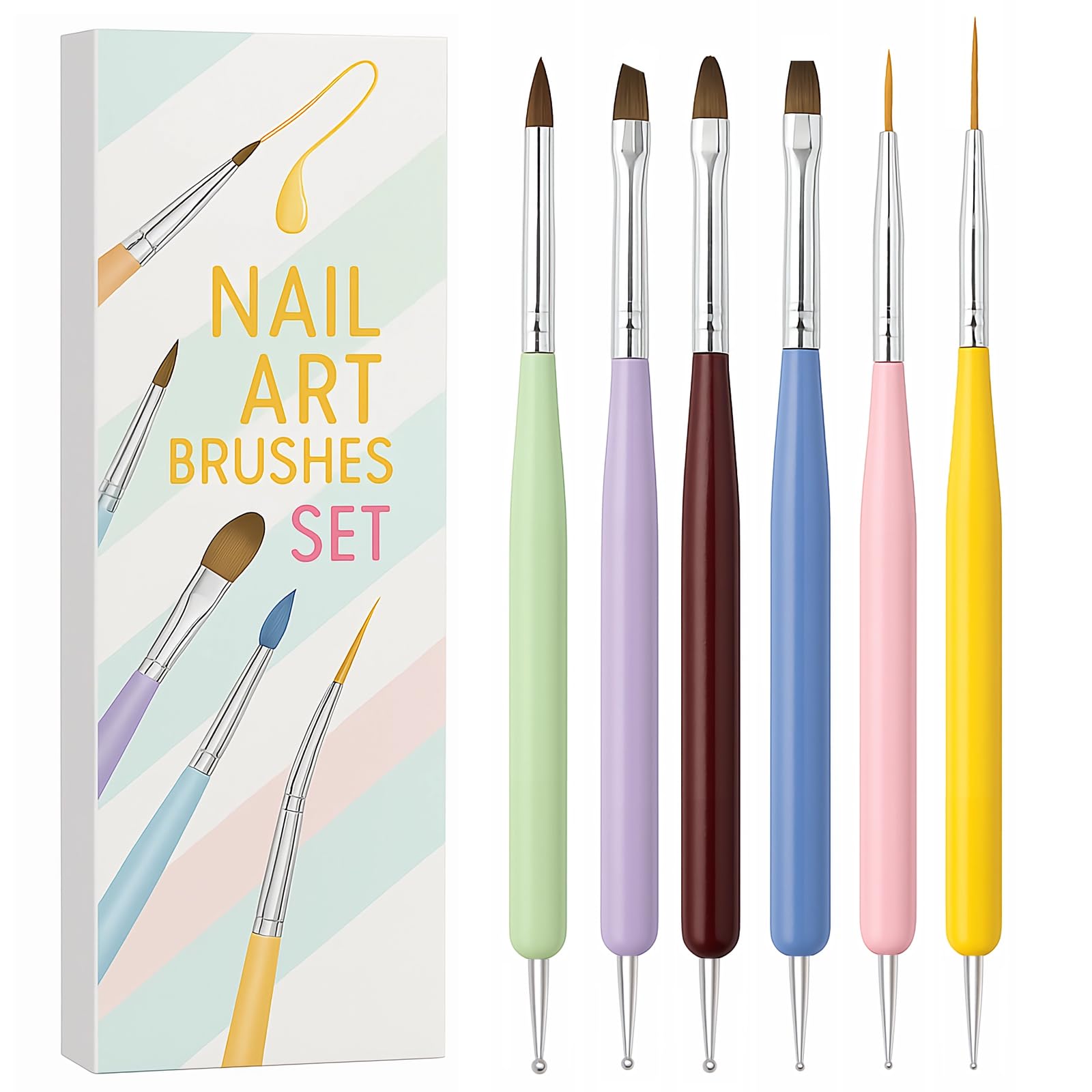 HomTop front packaging open showing six dual-ended art pens and storage case for neat organization