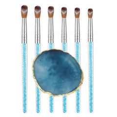 HomTop front view showing six brushes and blue resin palette for versatile mixing