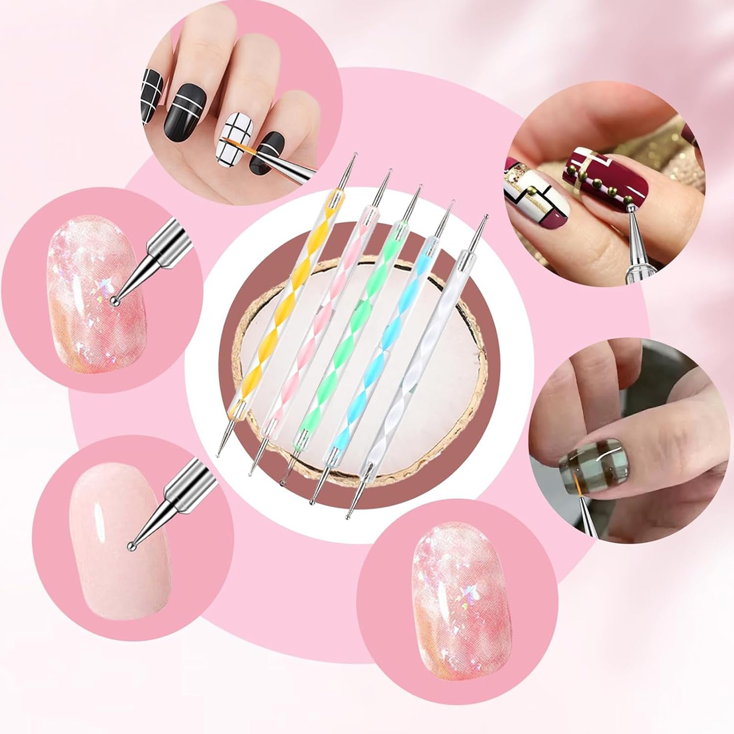 HomTop nail artist using brushes to paint detailed nail art efficiently