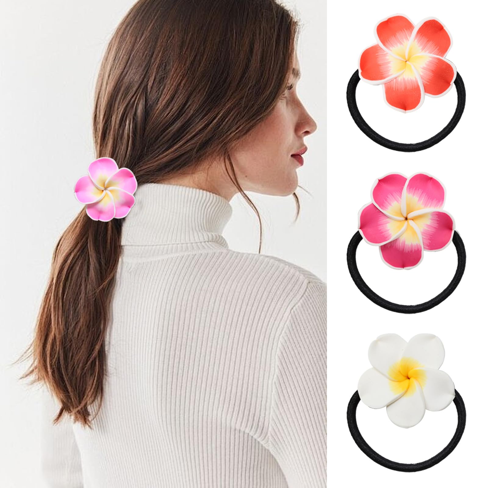 Honbay hair tie next to a coin for scale, shows flower and loop size
