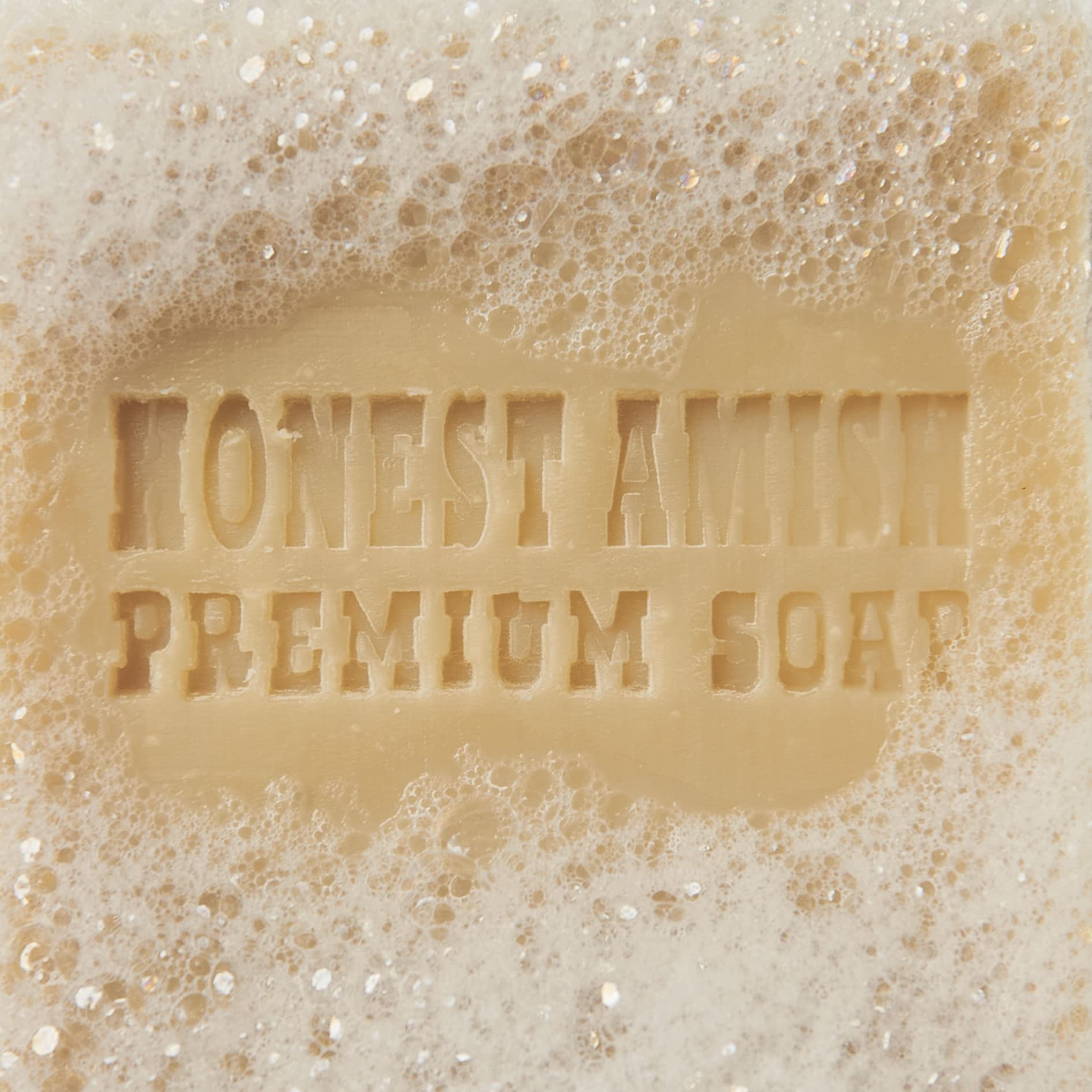Honest Amish packaging label detail emphasizing small-batch, handcrafted organic ingredients