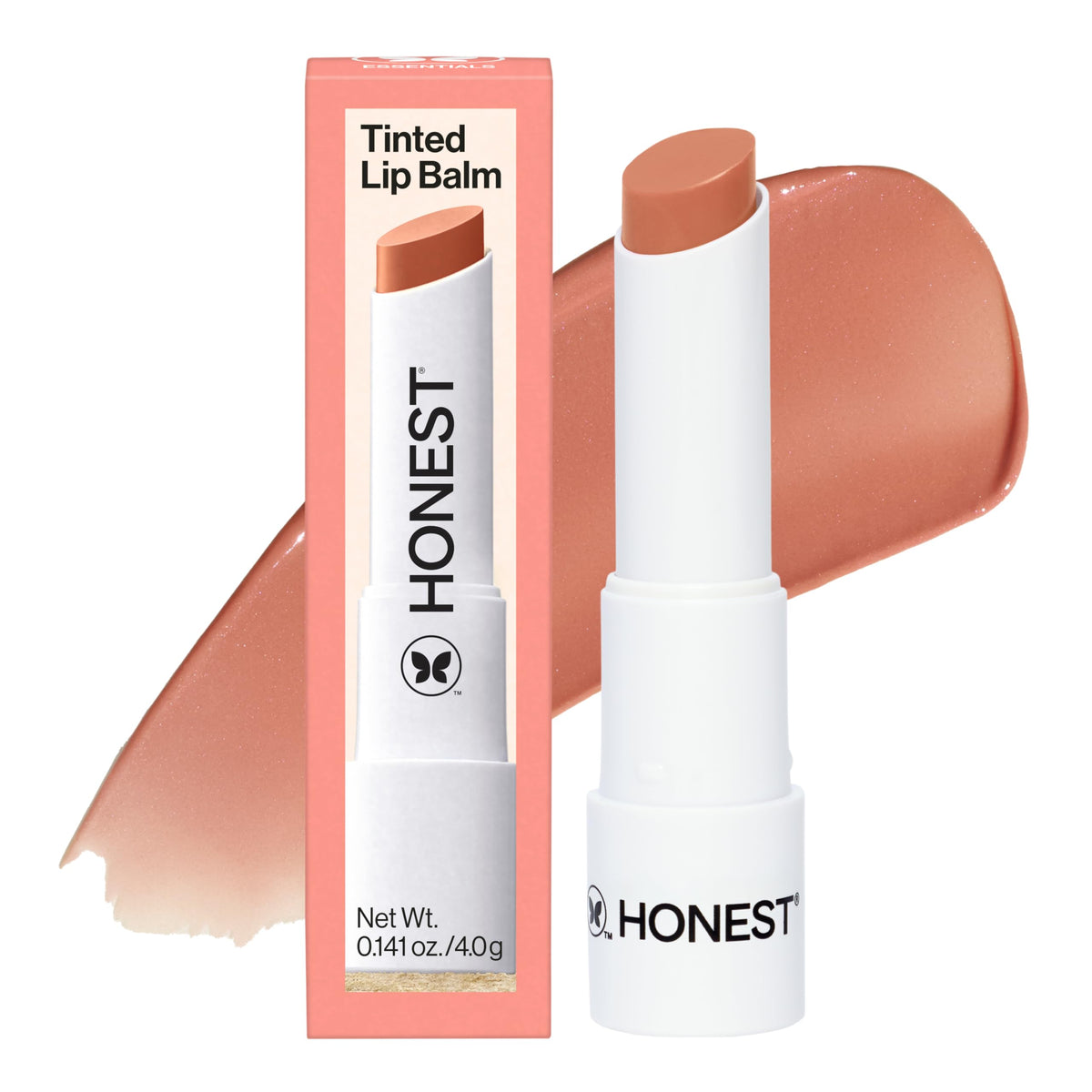 Honest Beauty front packaging showing tinted lip balm for easy selection and hydration