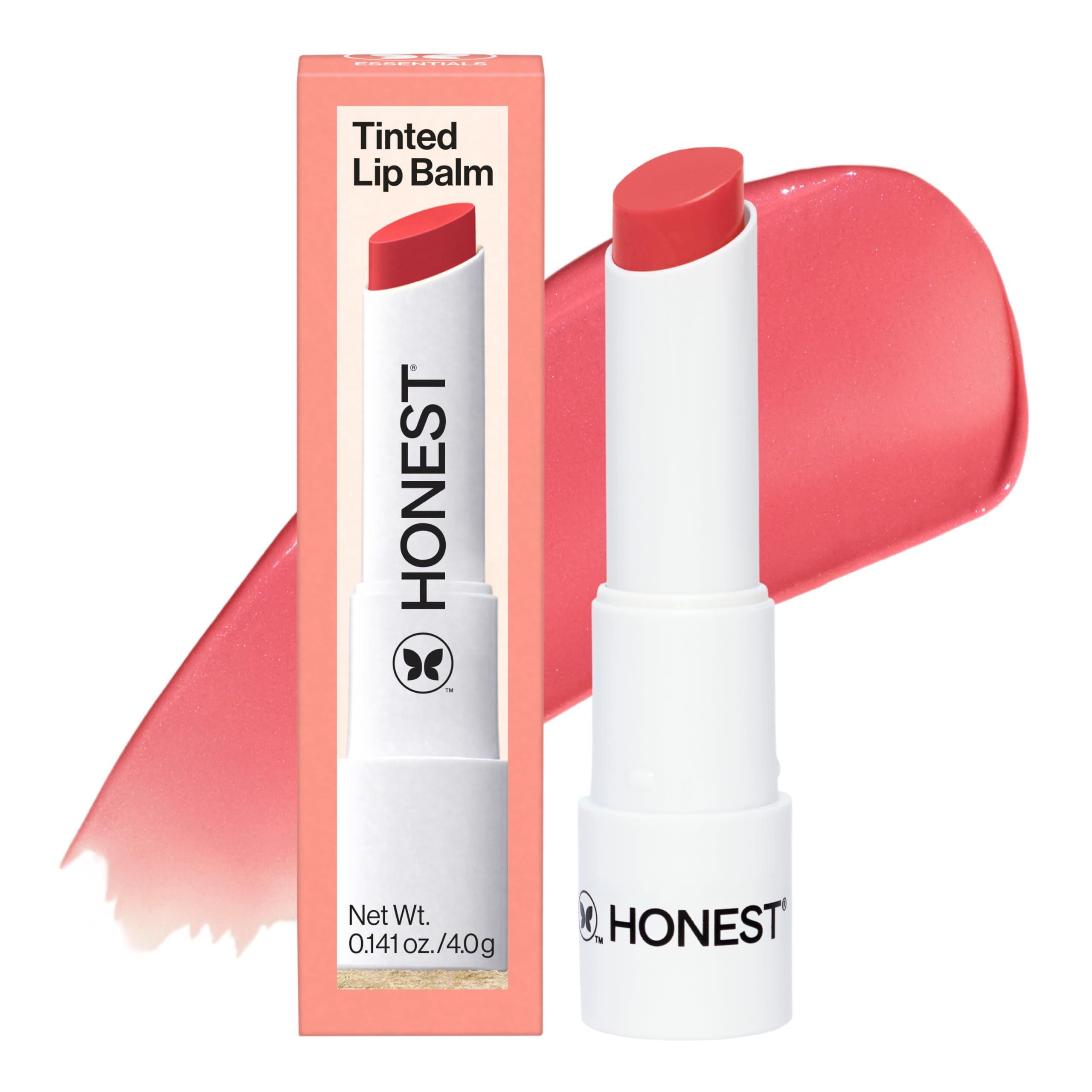 Honest Beauty Fruit Punch front packaging showing coral tint and moisturizing benefit