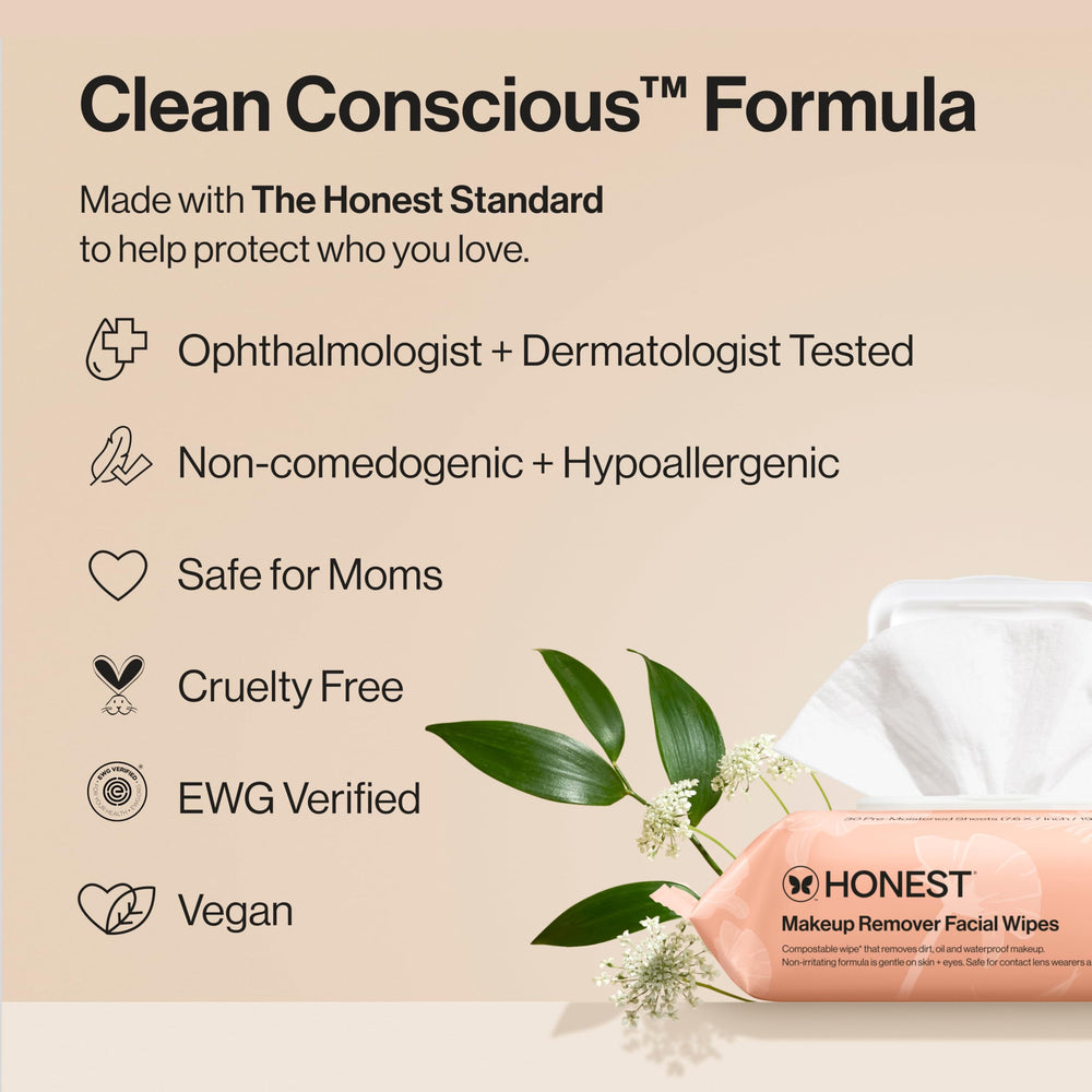 Honest Beauty ingredients panel label highlighting plant-based and exclusions