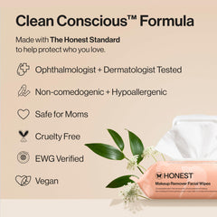 Honest Beauty ingredients panel label highlighting plant-based and exclusions