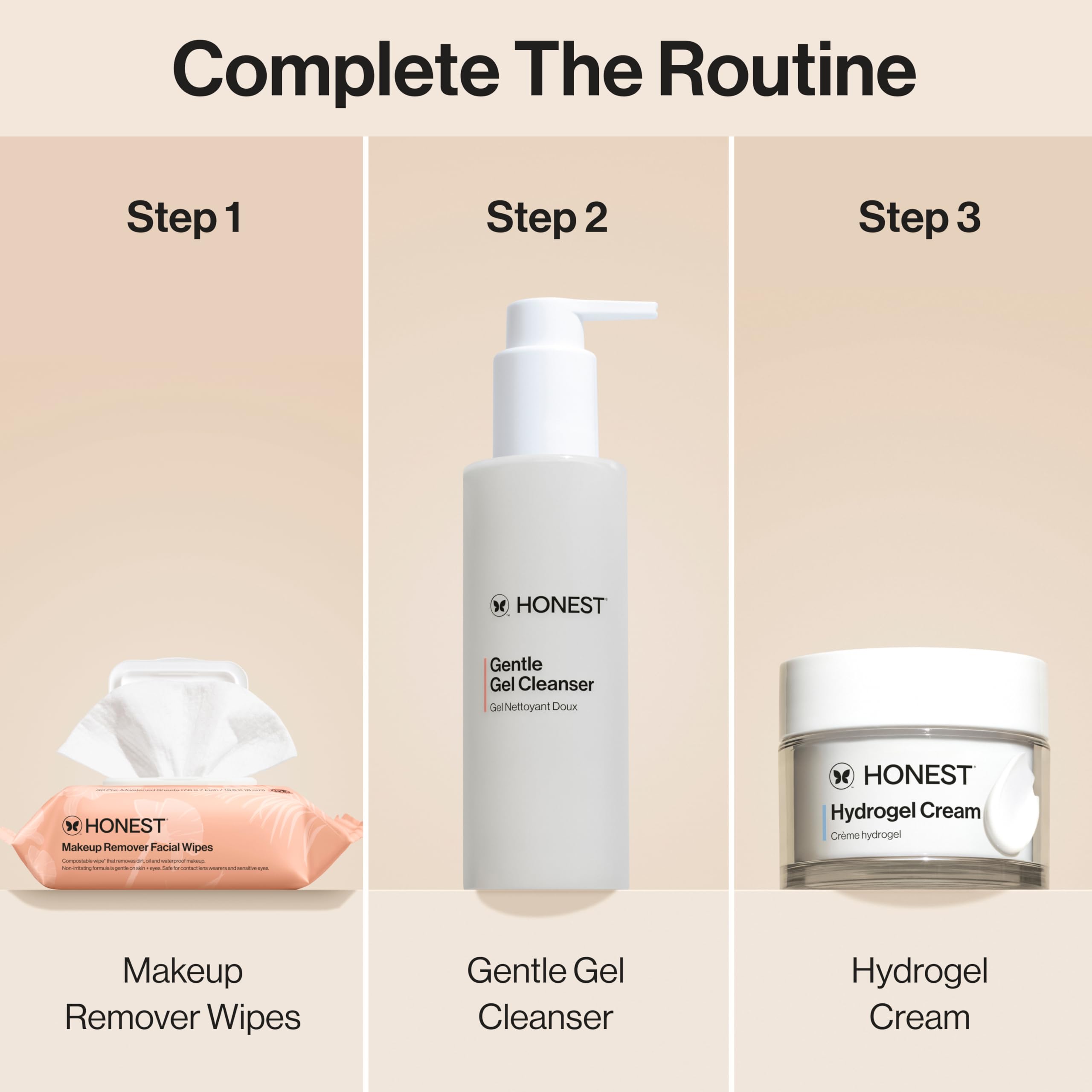 Honest Beauty on bathroom counter demonstrating easy night routine use