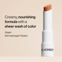 Honest Beauty open twist balm texture close-up demonstrating creamy glide benefit