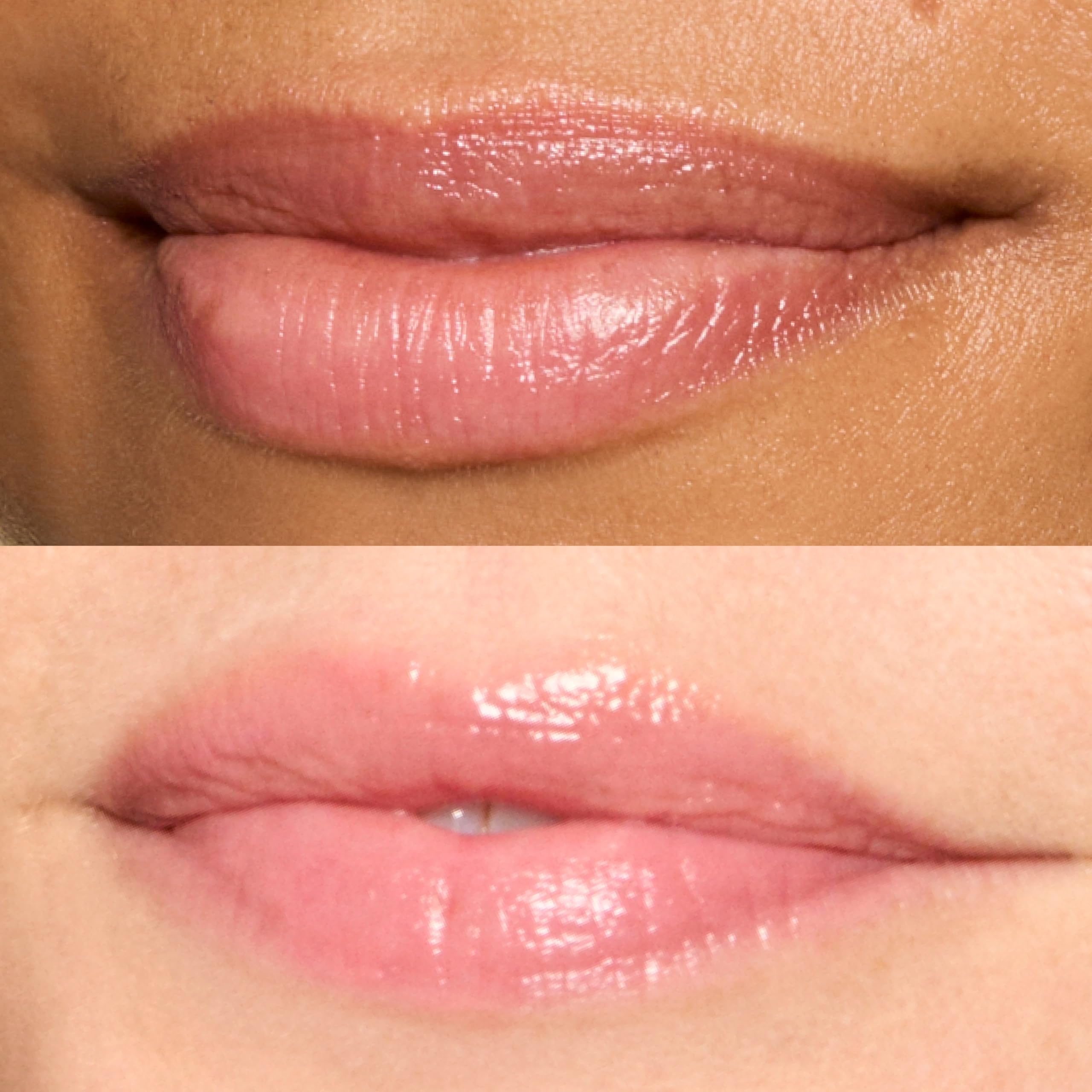 Honest Beauty swiped on lips showing sheer tint and natural enhancement