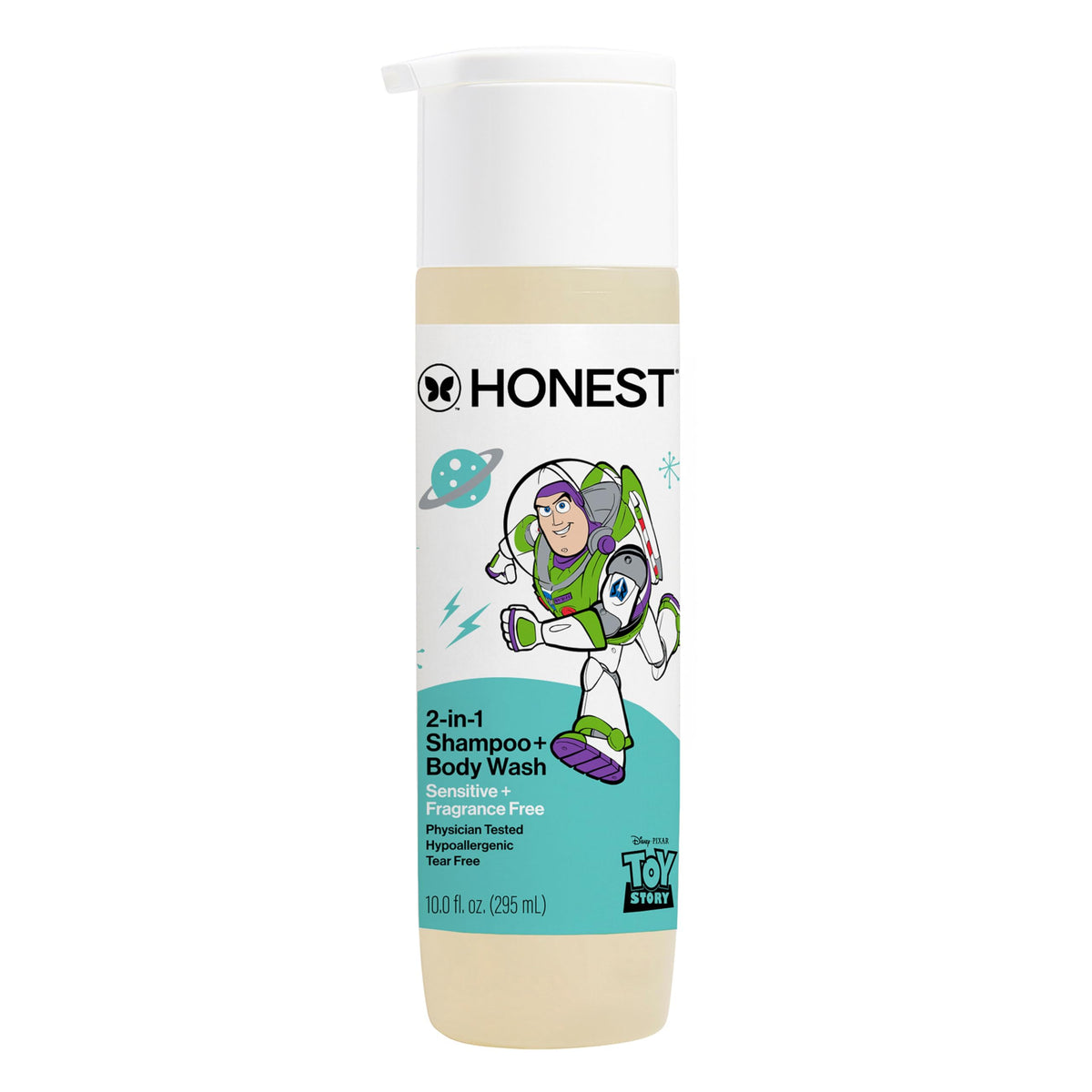 The Honest Company front packaging showing character artwork and gentle formula benefits