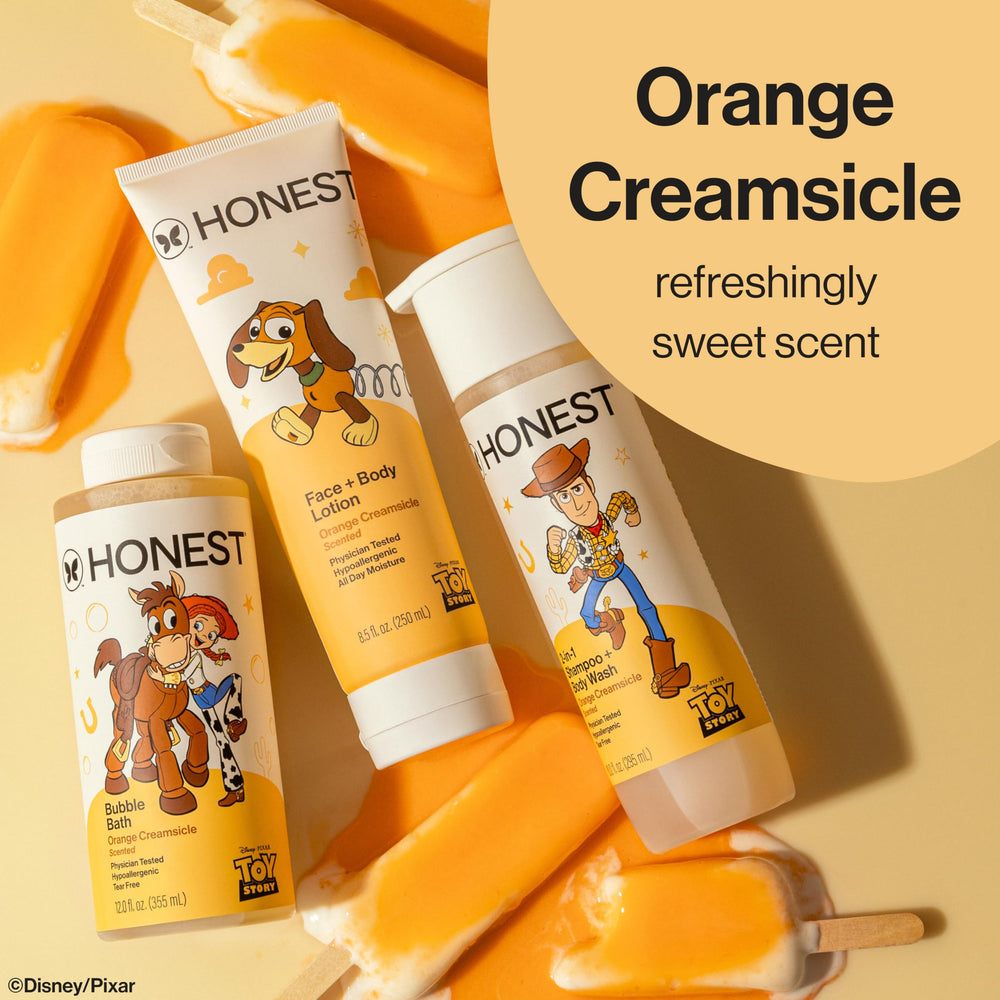 The Honest Company family using lotion in bathroom for everyday care