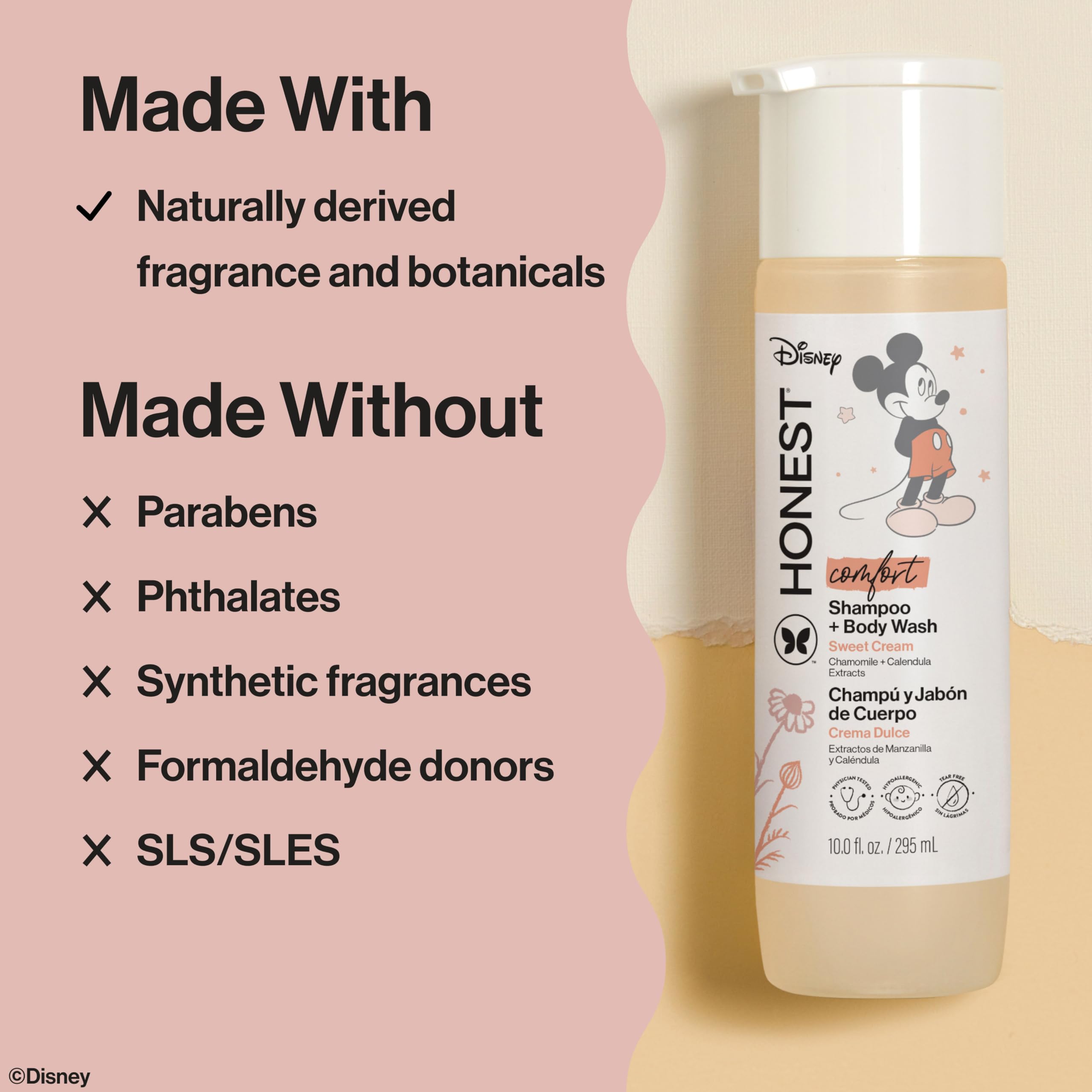 The Honest Company ingredient list label shot showing naturally-derived botanicals and safety