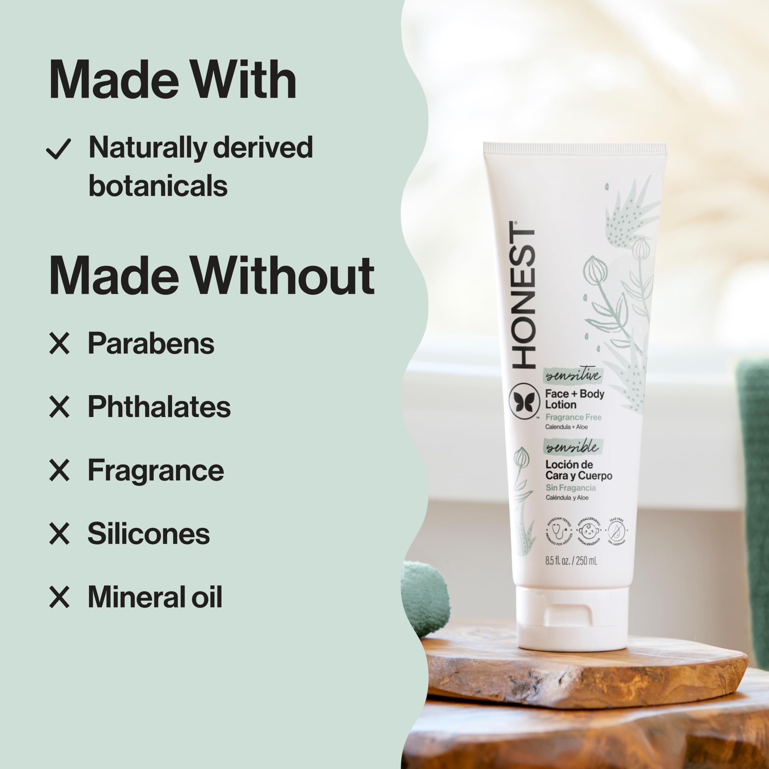 The Honest Company safflower and jojoba ingredients blend highlighting natural nourishment