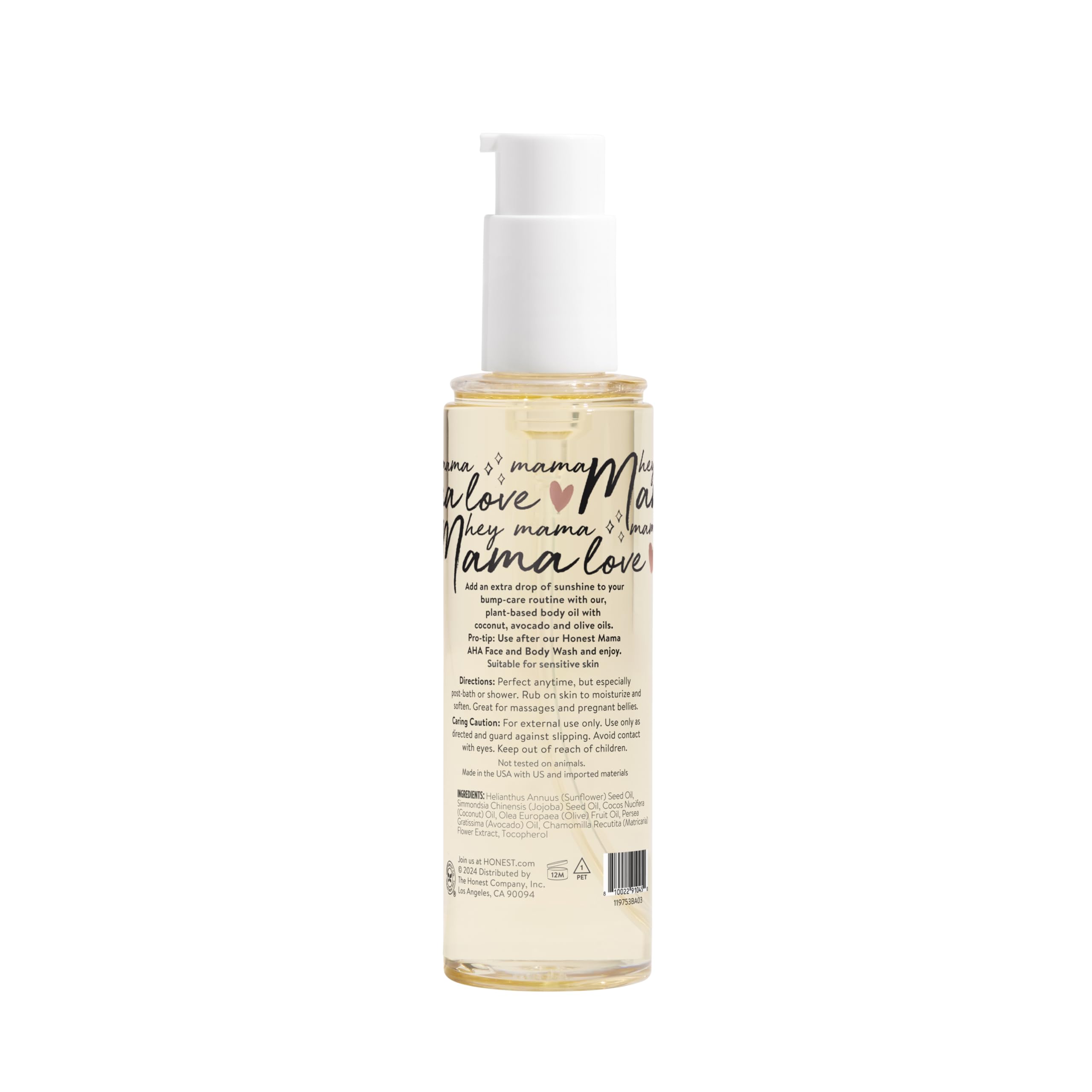 The Honest Company back label close-up listing exclusions and certifications