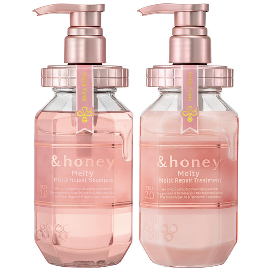 &Honey front packaging showing shampoo and conditioner, conveys complete routine