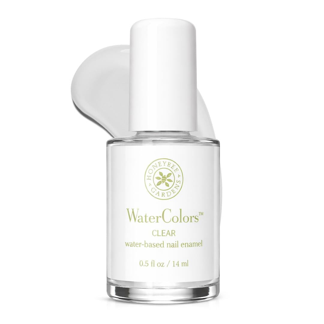 Honeybee Gardens front bottle view showing clear polish benefits