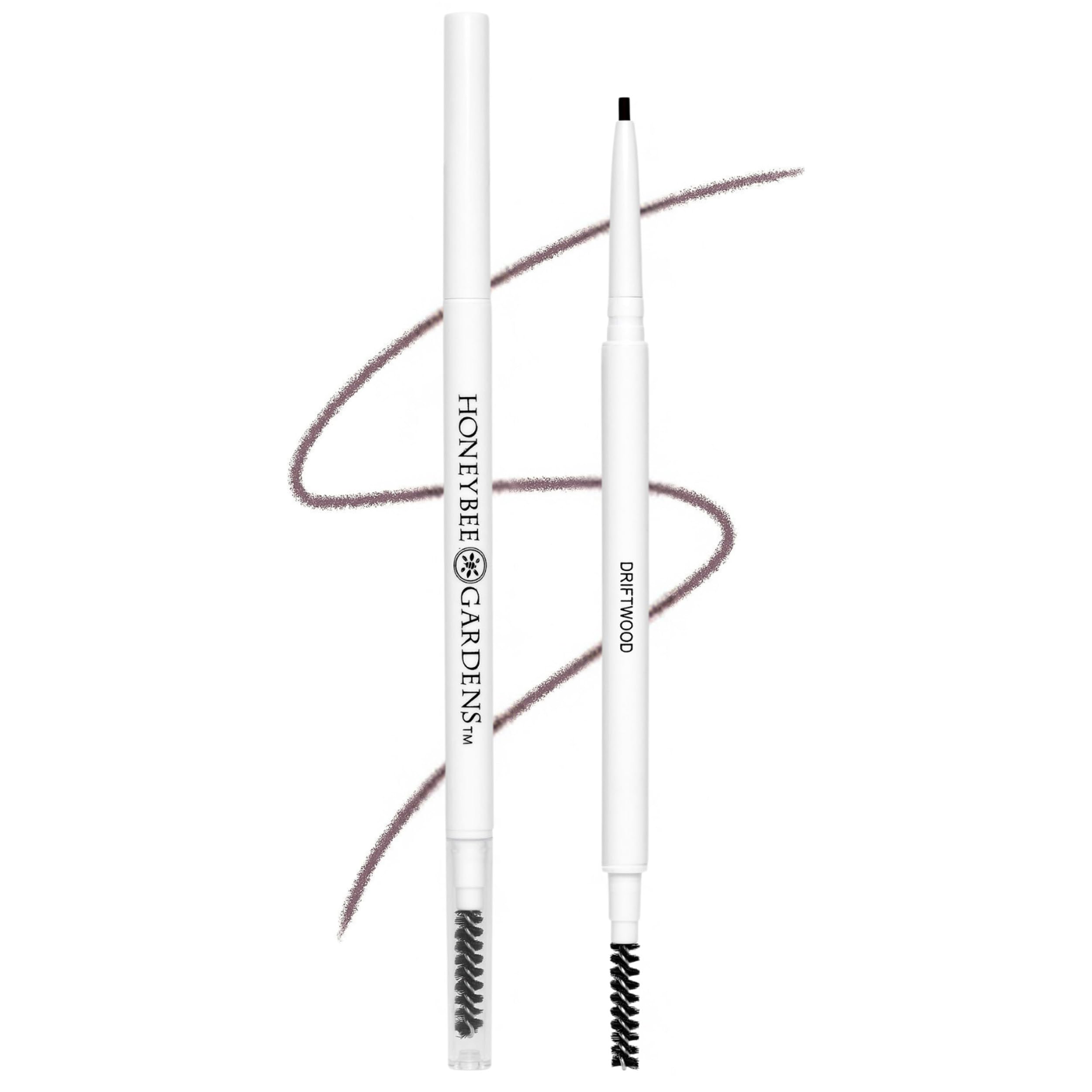 Honeybee Gardens pencil front view showing slim design and dual ends for precise brows
