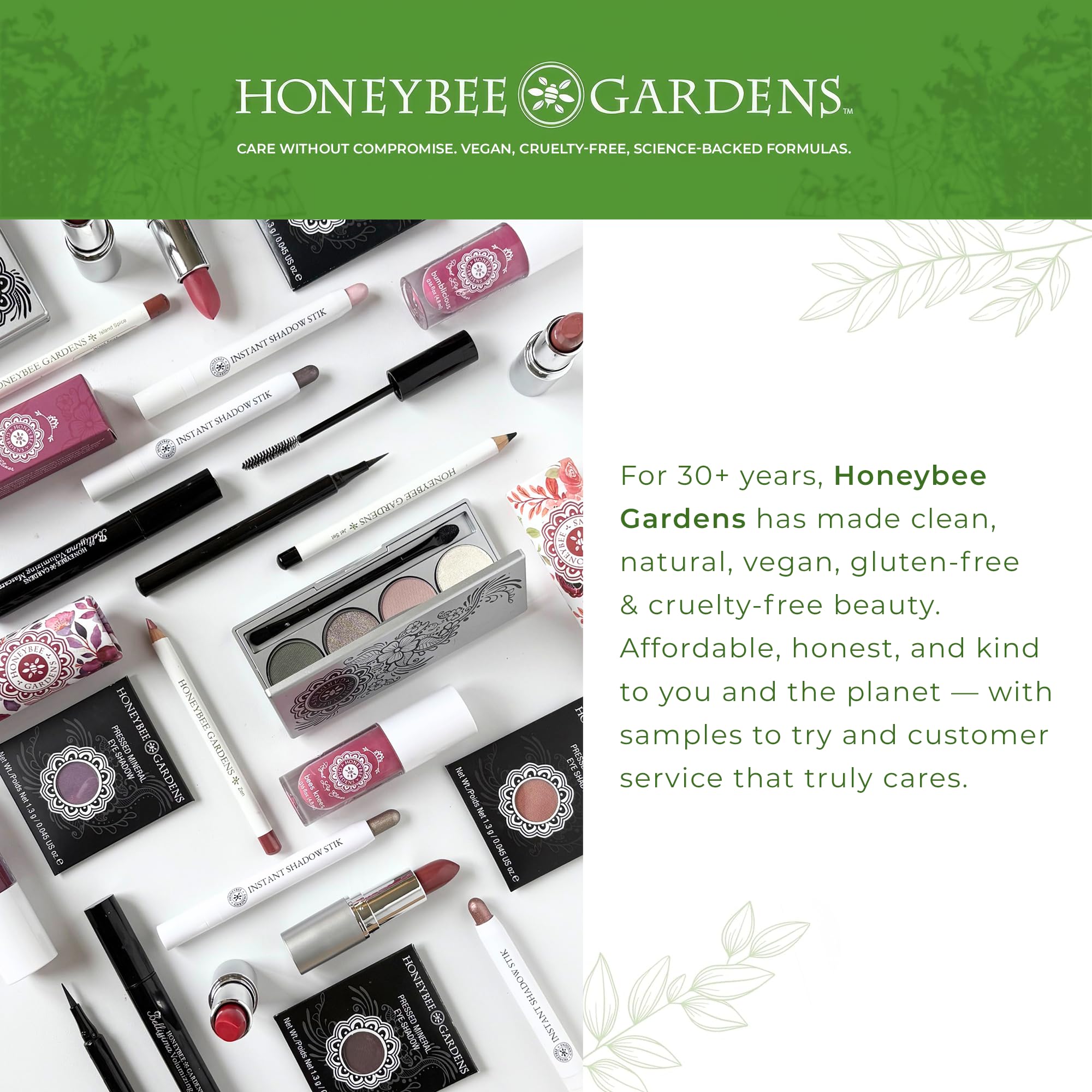 Honeybee Gardens lifestyle scene in a makeup bag with mirror showing daily-use convenience