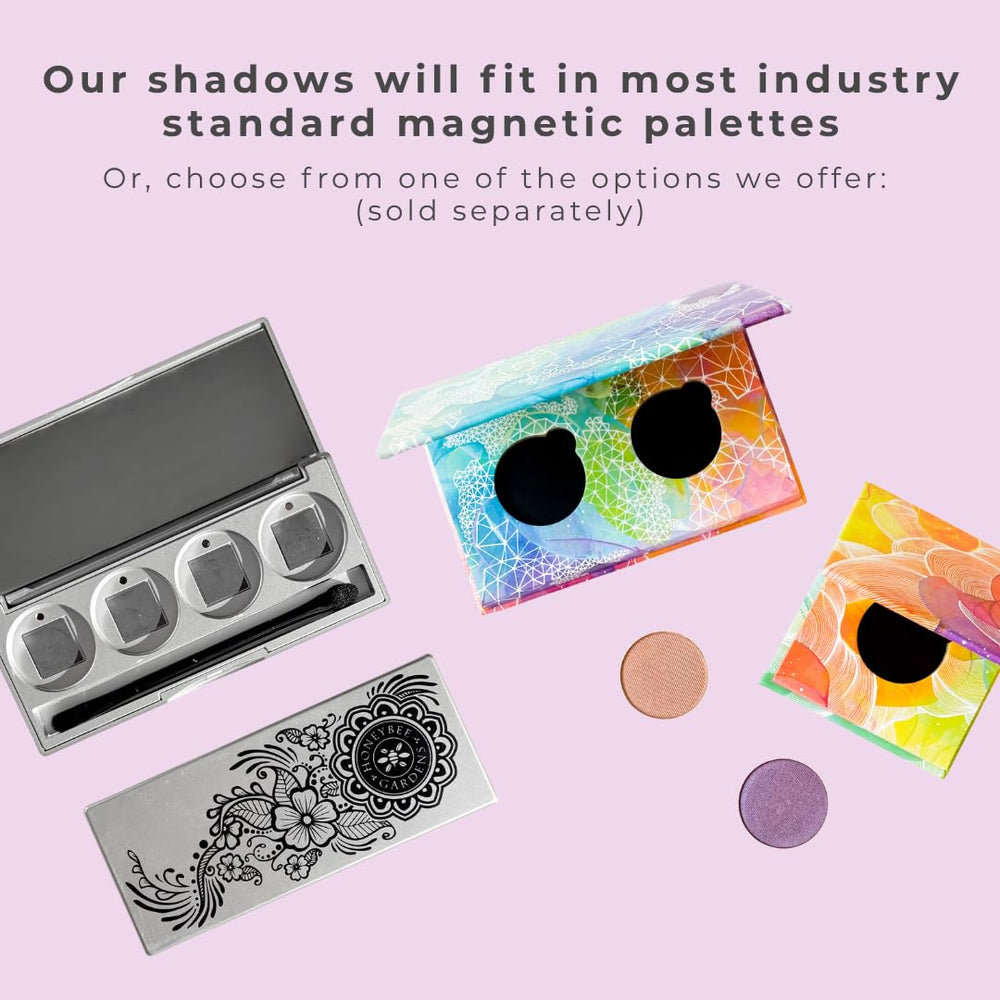 Honeybee Gardens eyelid application showing matte porcelain softening eyes