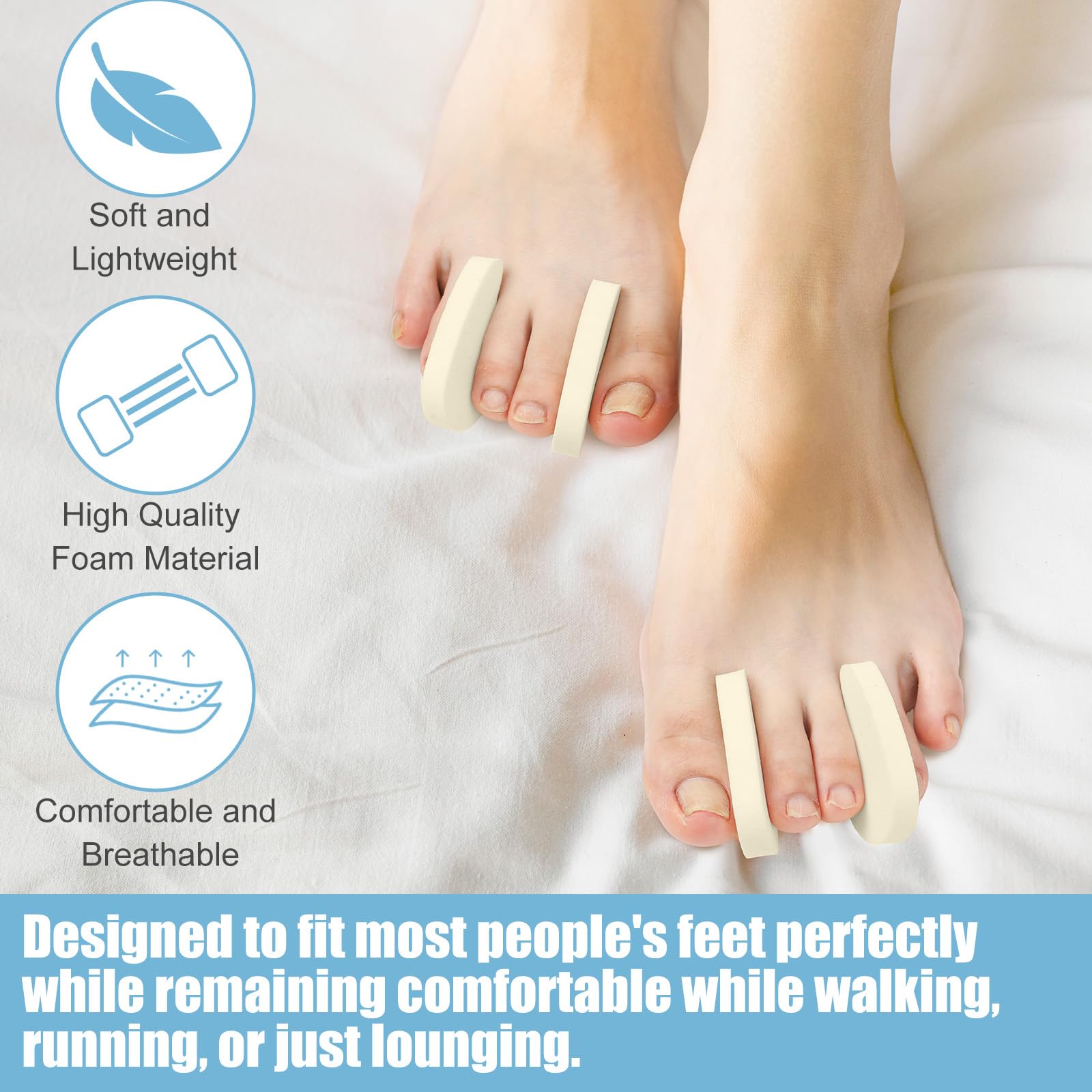 Honeydak spacer placed between toes inside a shoe reducing friction and cushioning pressure