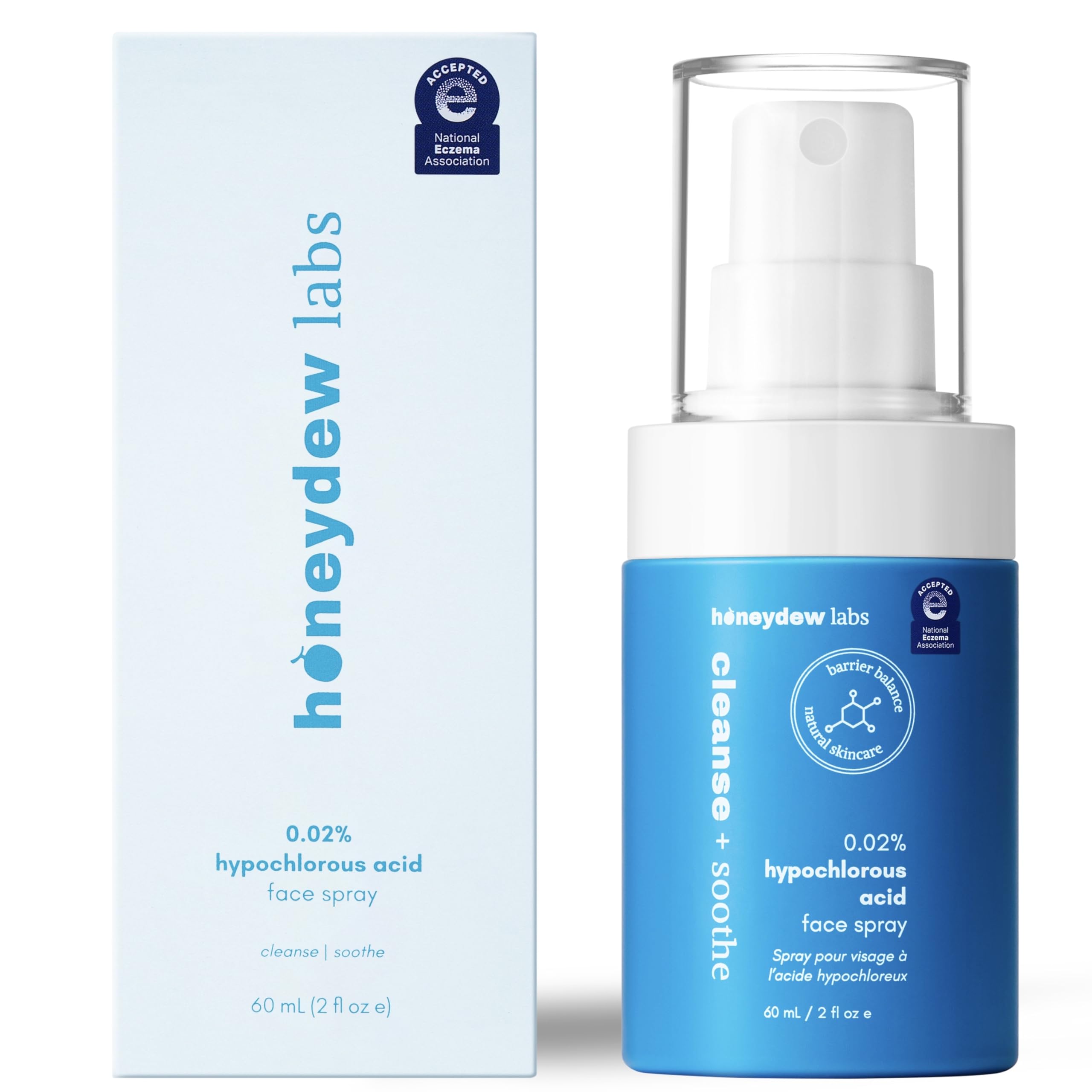 Honeydew Labs front packaging of HOCl facial cleanser, gentle daily cleansing