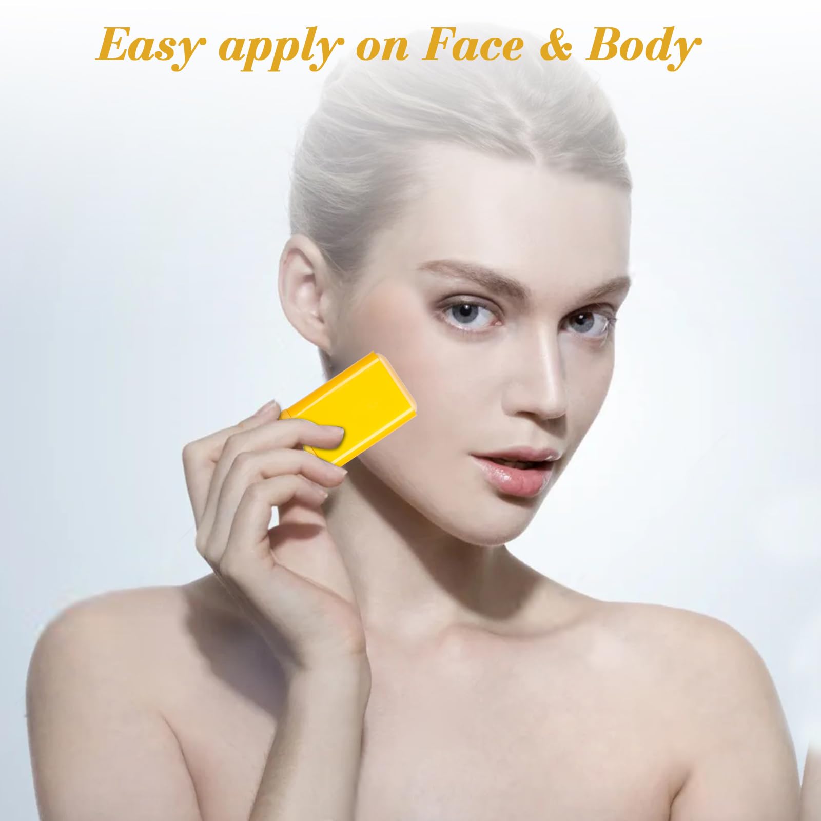 Applying Honeyouth stick to cheek demonstrating even coverage and no white residue