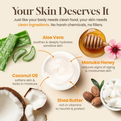 Honeyskin applied to cheek showing gentle soothing and reduced tightness