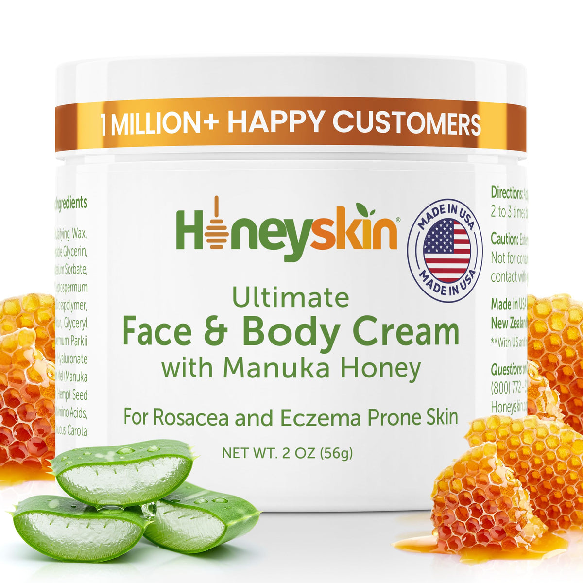 Honeyskin jar front view showing clean packaging and hydration benefit
