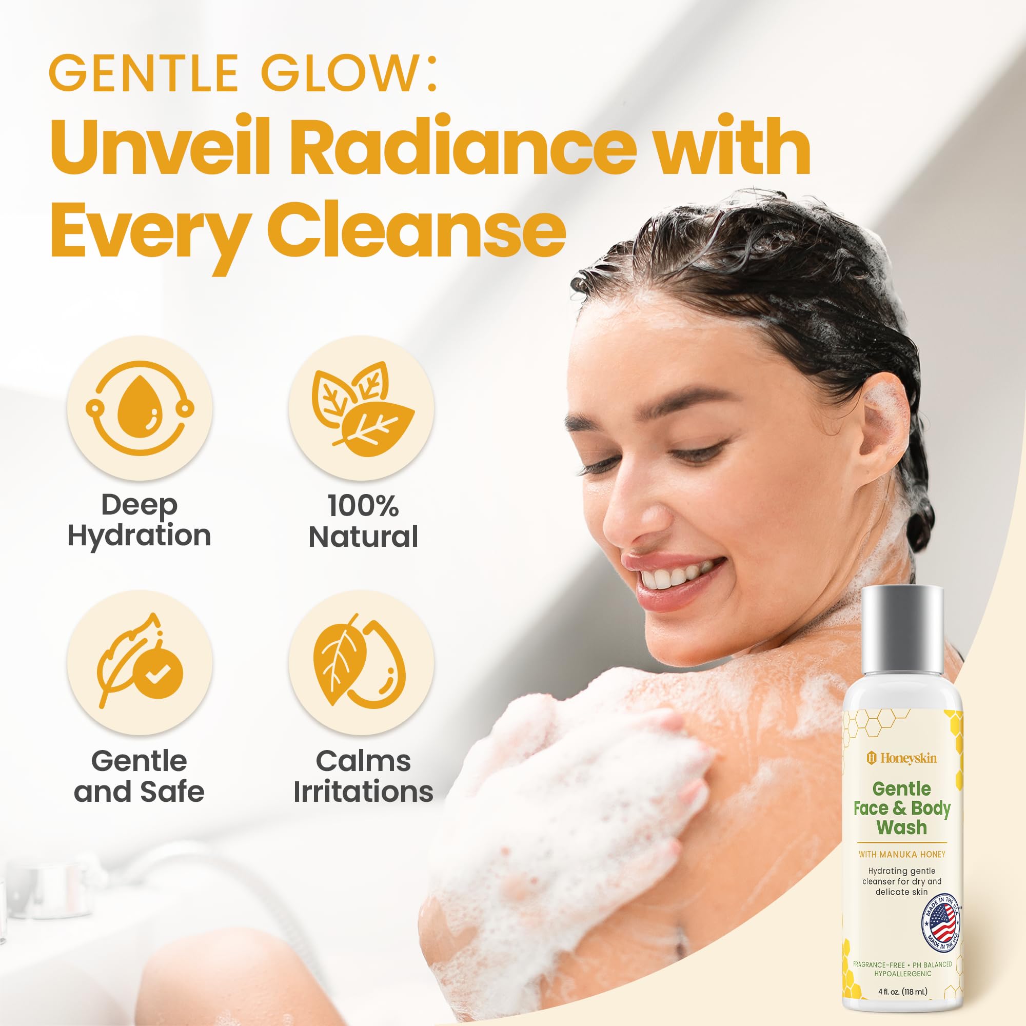 Honeyskin with Manuka honey jar emphasizing natural moisturizing power