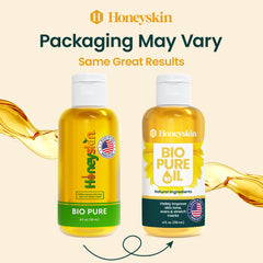 Honeyskin beside nightcap on dresser illustrating nightly skin repair