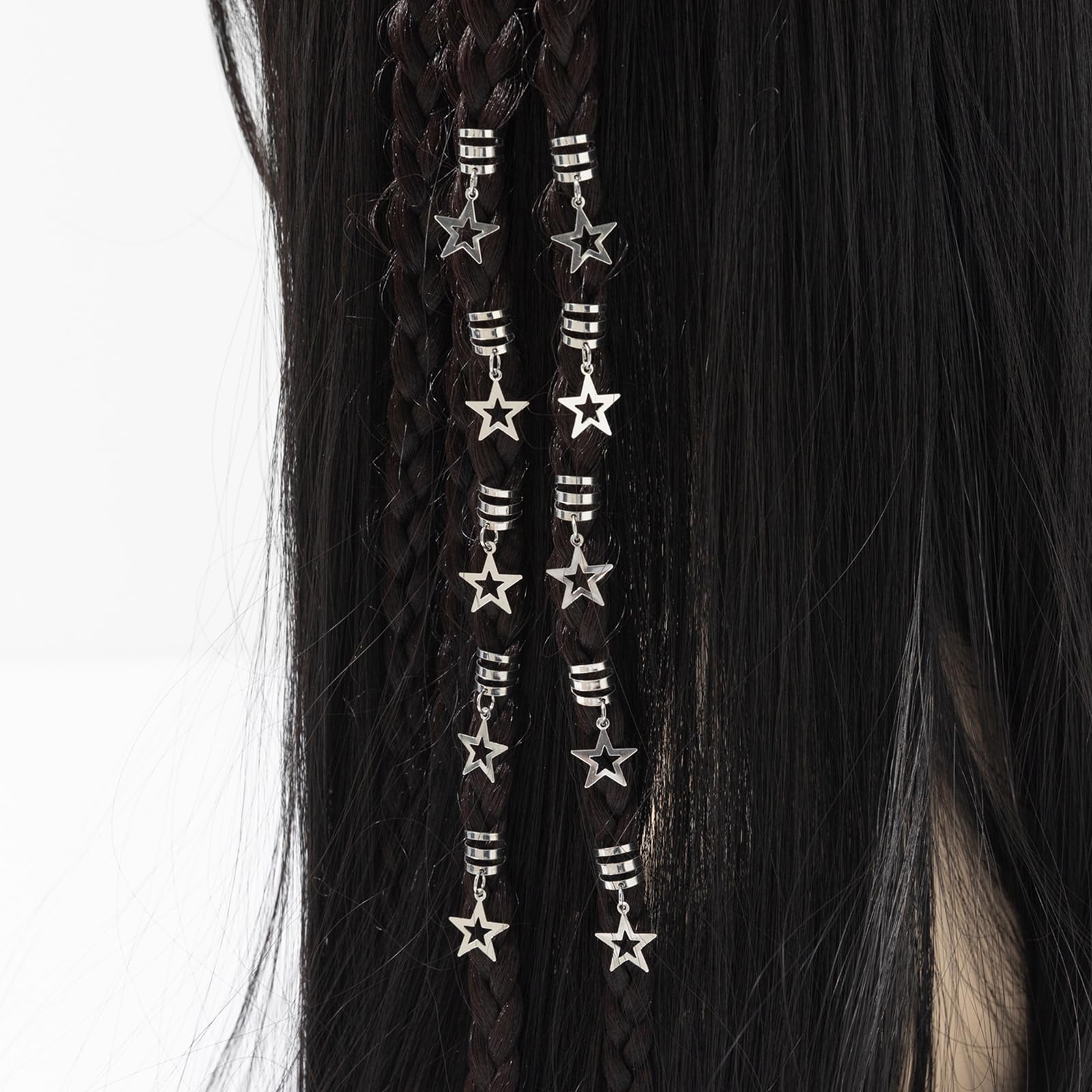 HONGCAUP clip attached to a dreadlock illustrating gentle, no-slip fit