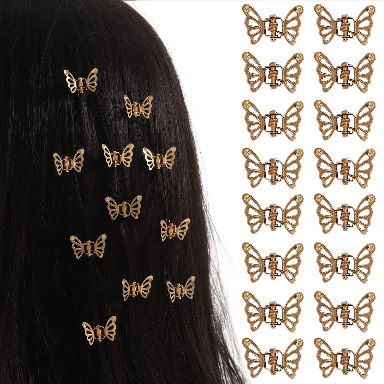 HONGCAUP front view of gold butterfly clips showing full pack and finish for polished styling