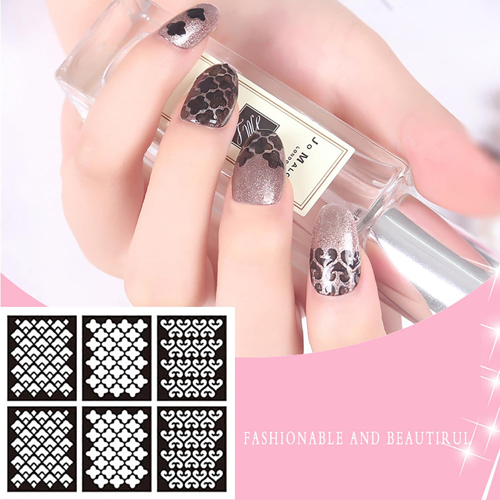 HONGCAUP hand applying stencil to nail for crisp design benefit