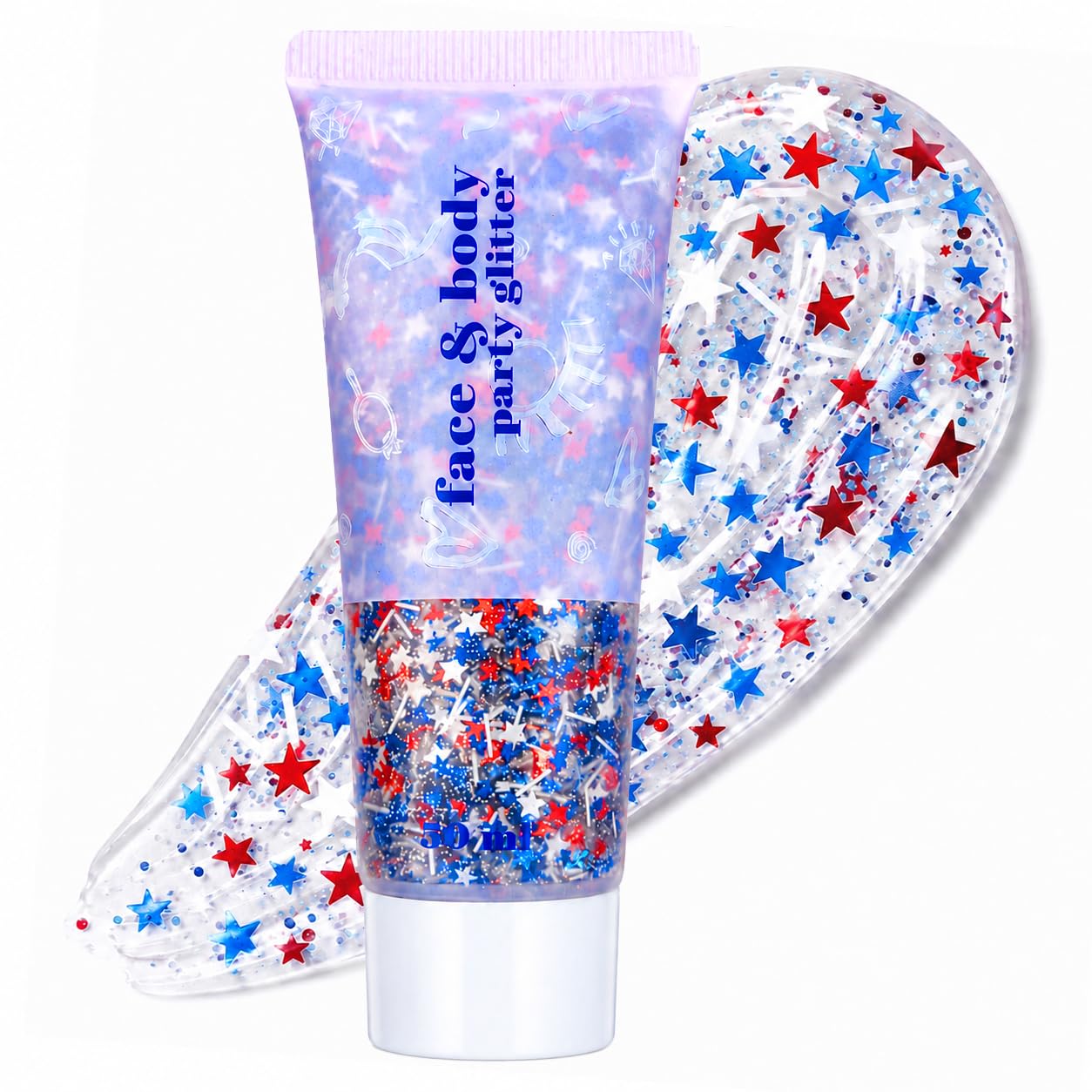 HONLLEY front packaging showing patriotic glitter gel and stars for easy identification