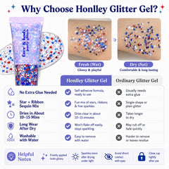 HONLLEY used as hair accents showing patriotic shimmer for festive styles