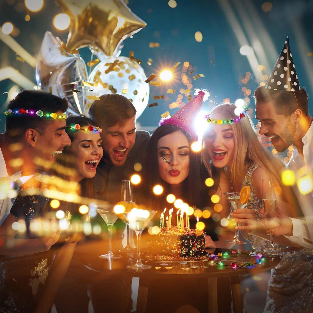 HONLYNE festival night scene showing crown glow enhancing lively outfit and visibility