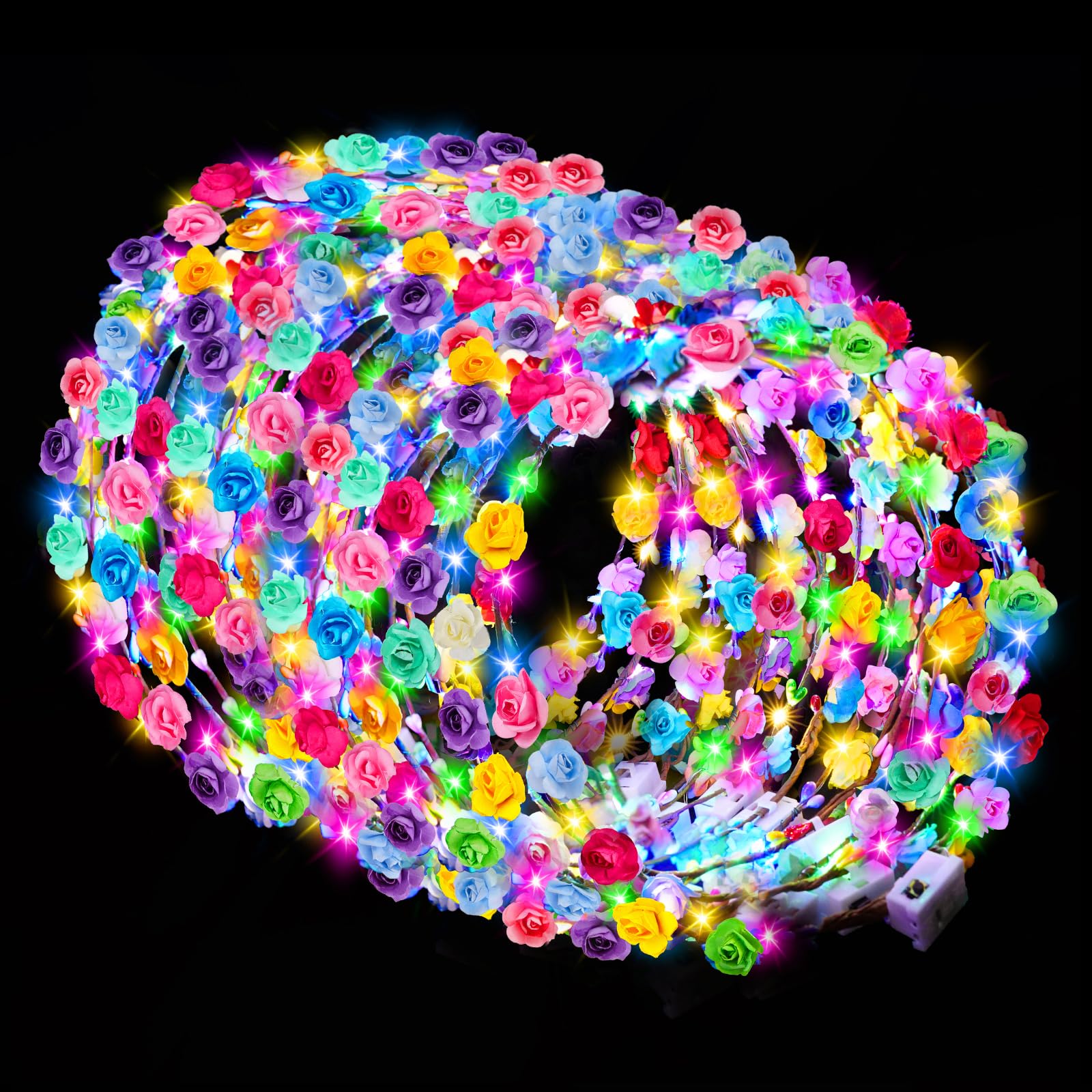 HONLYNE front view of 100-pack flower crowns showing value and presentation