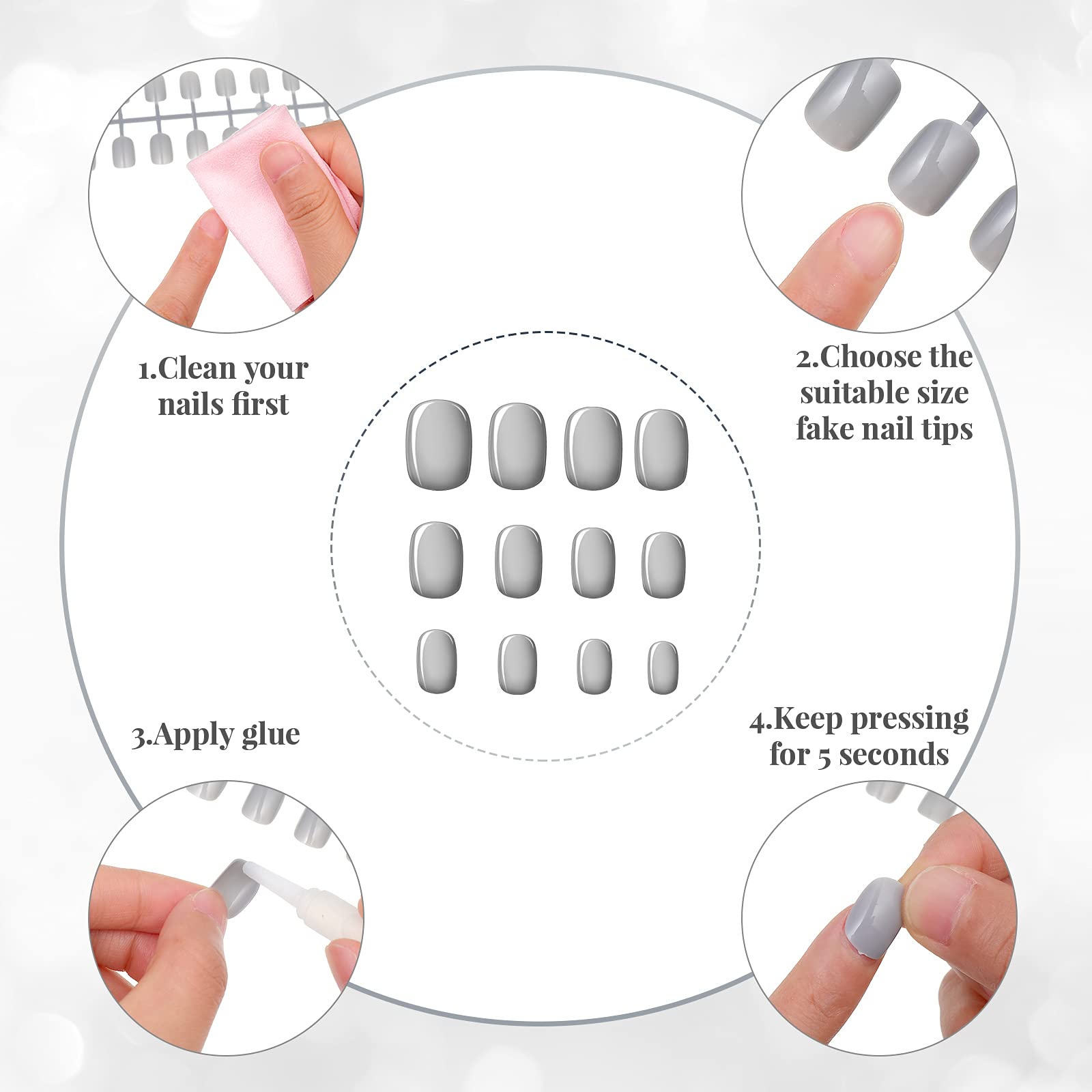 Honoson nails on hand scale comparison illustrating true size and fit confidence