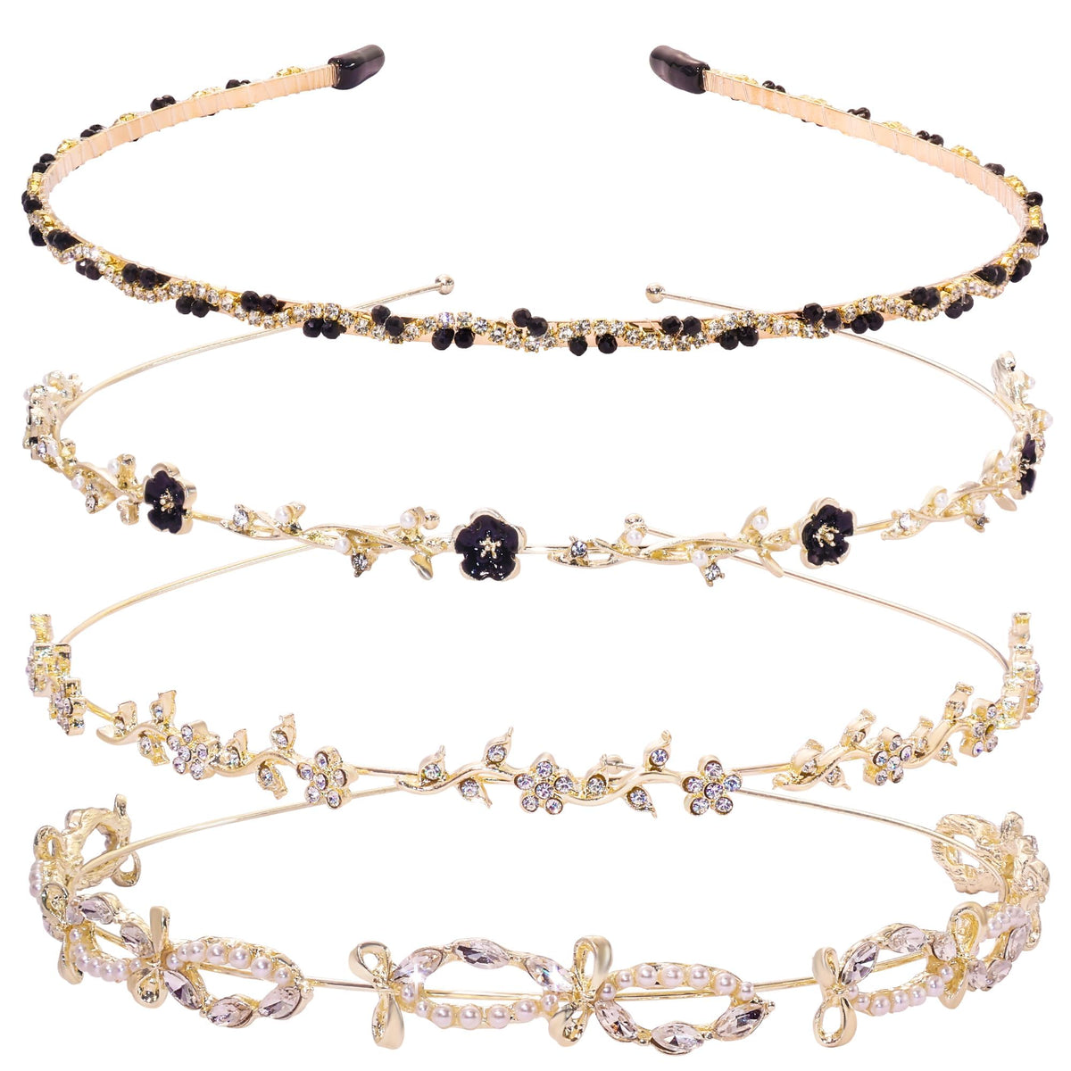 Hoojoot headbands front view showing set and elegant gold finish
