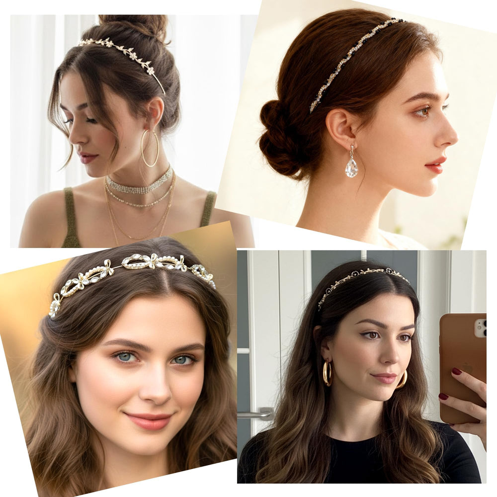 Hoojoot headbands flatlay with wedding accessories showing styling versatility