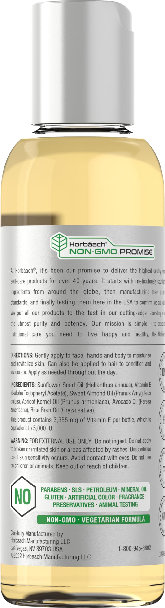 Horbäach label close-up highlighting 5000 IU strength and vegetarian formula