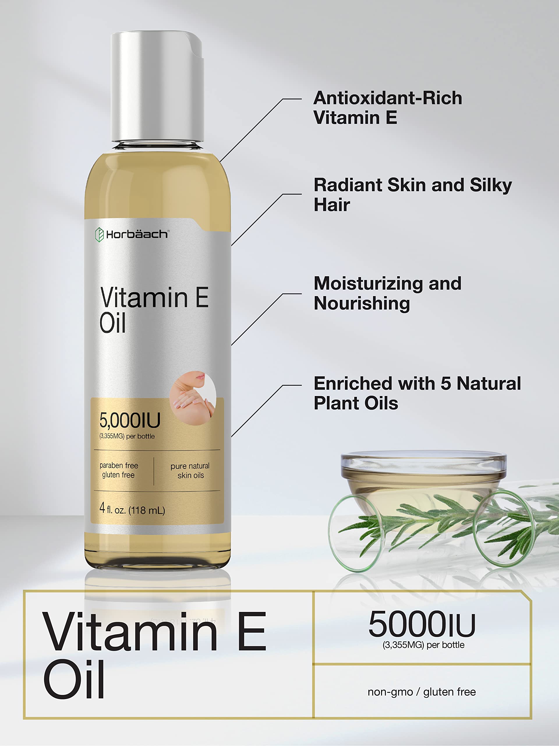 Horbäach oil drop on skin showing smooth texture and quick absorption benefit