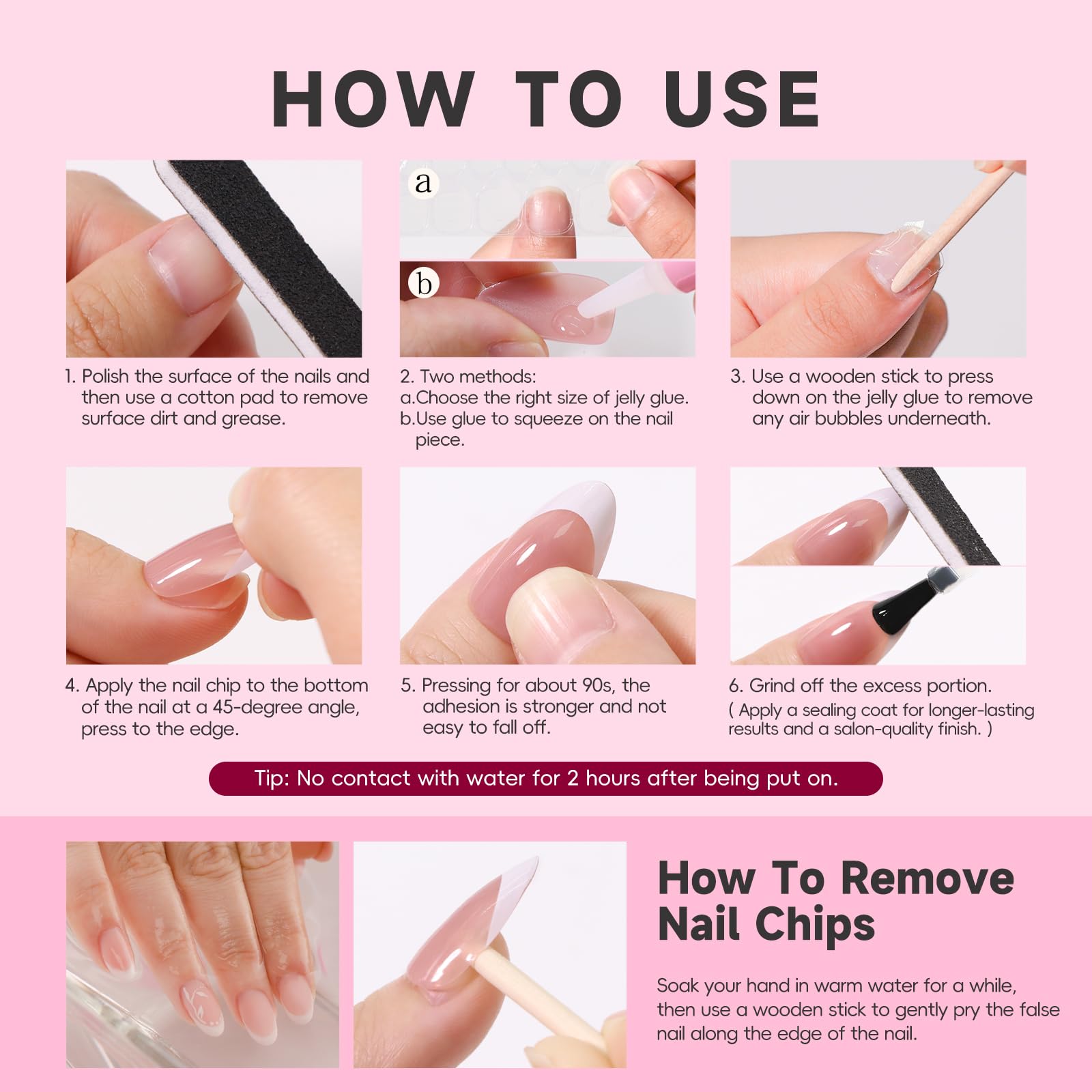 HOSAILY accessory kit with file, glue, adhesive tabs and wipes for complete prep