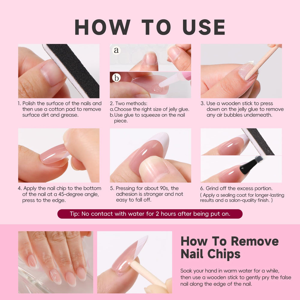 HOSAILY accessory kit with file, glue, adhesive tabs and wipes for complete prep