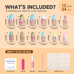 HOSAILY included tools image with glue, file and cuticle stick for quick application