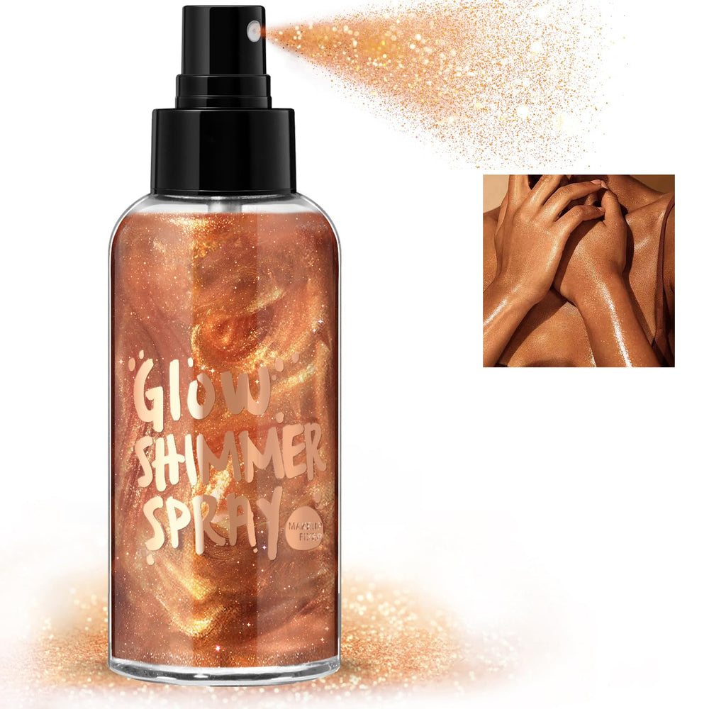HOSAILY bronze front packaging showing compact shimmer spray, easy travel