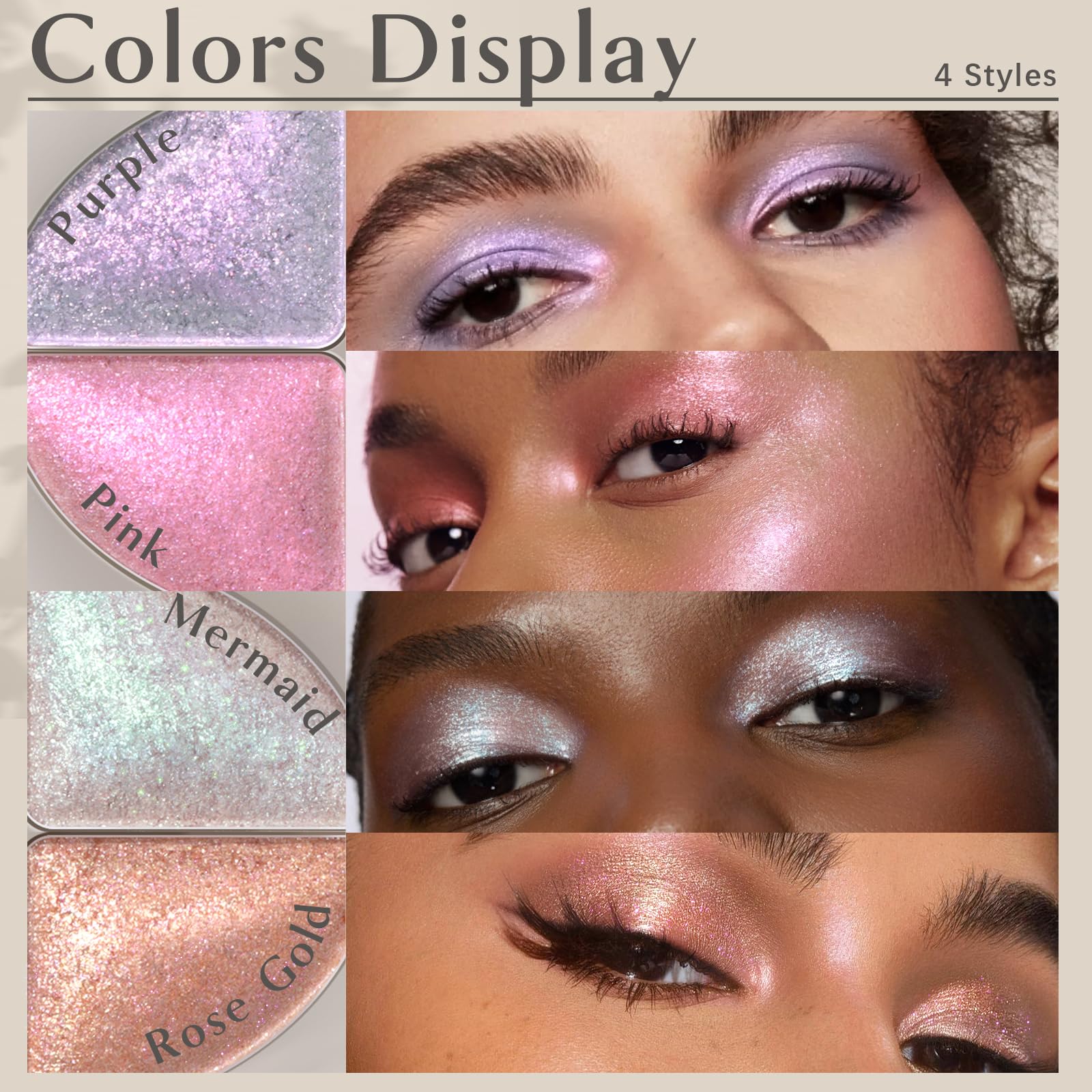 HOSAILY close-up of purple pan showing fine glitter texture and payoff