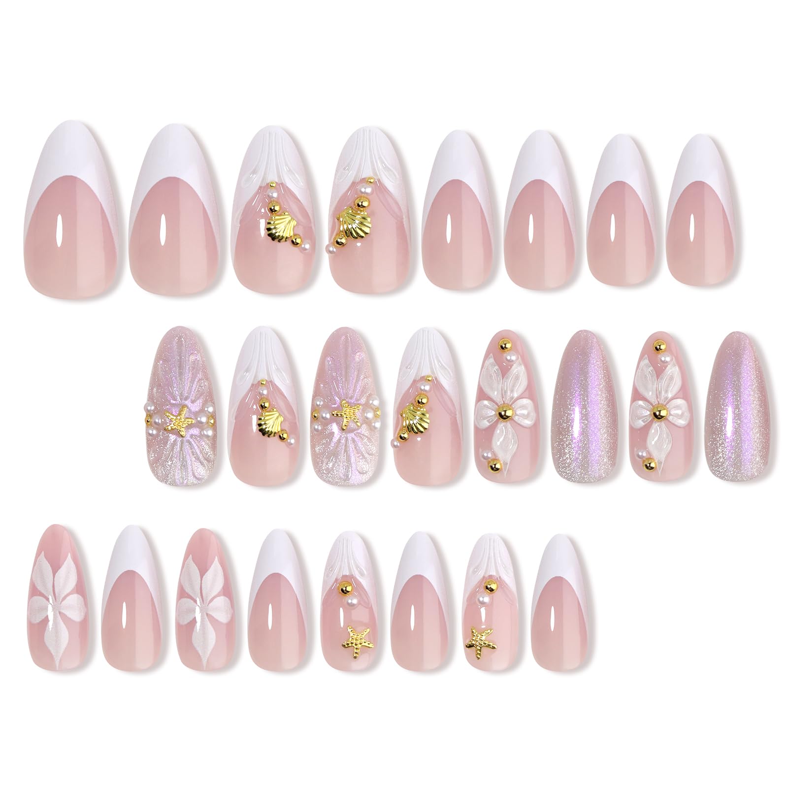 HOSAILY close-up of 3D white flower nail art highlighting texture and delicate detail