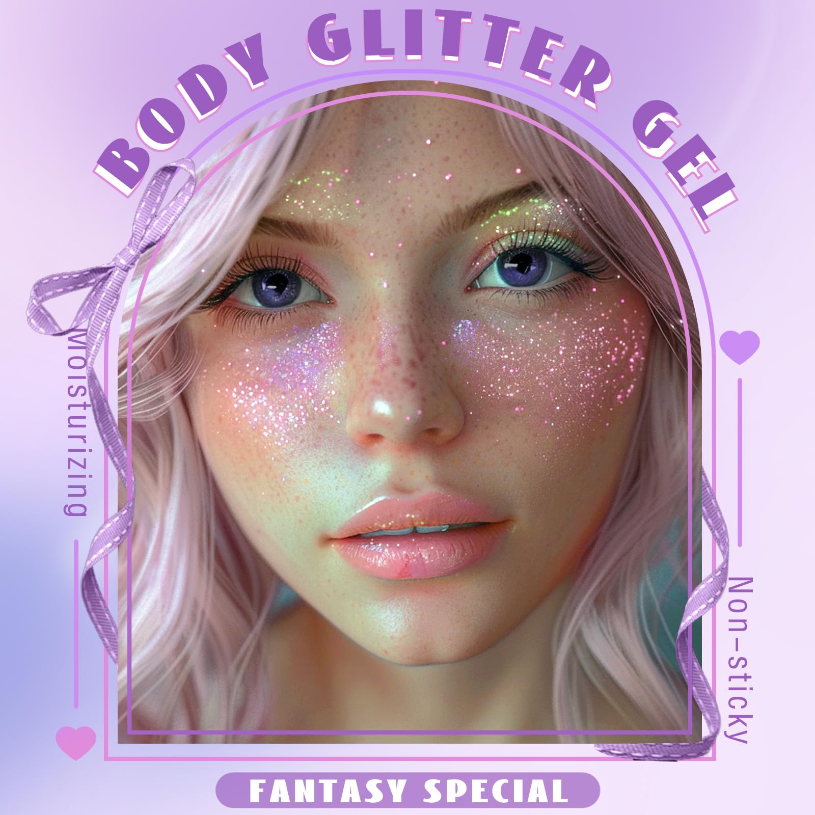 HOSAILY close-up holographic glitter texture showing chameleon shimmer benefit: high-impact color