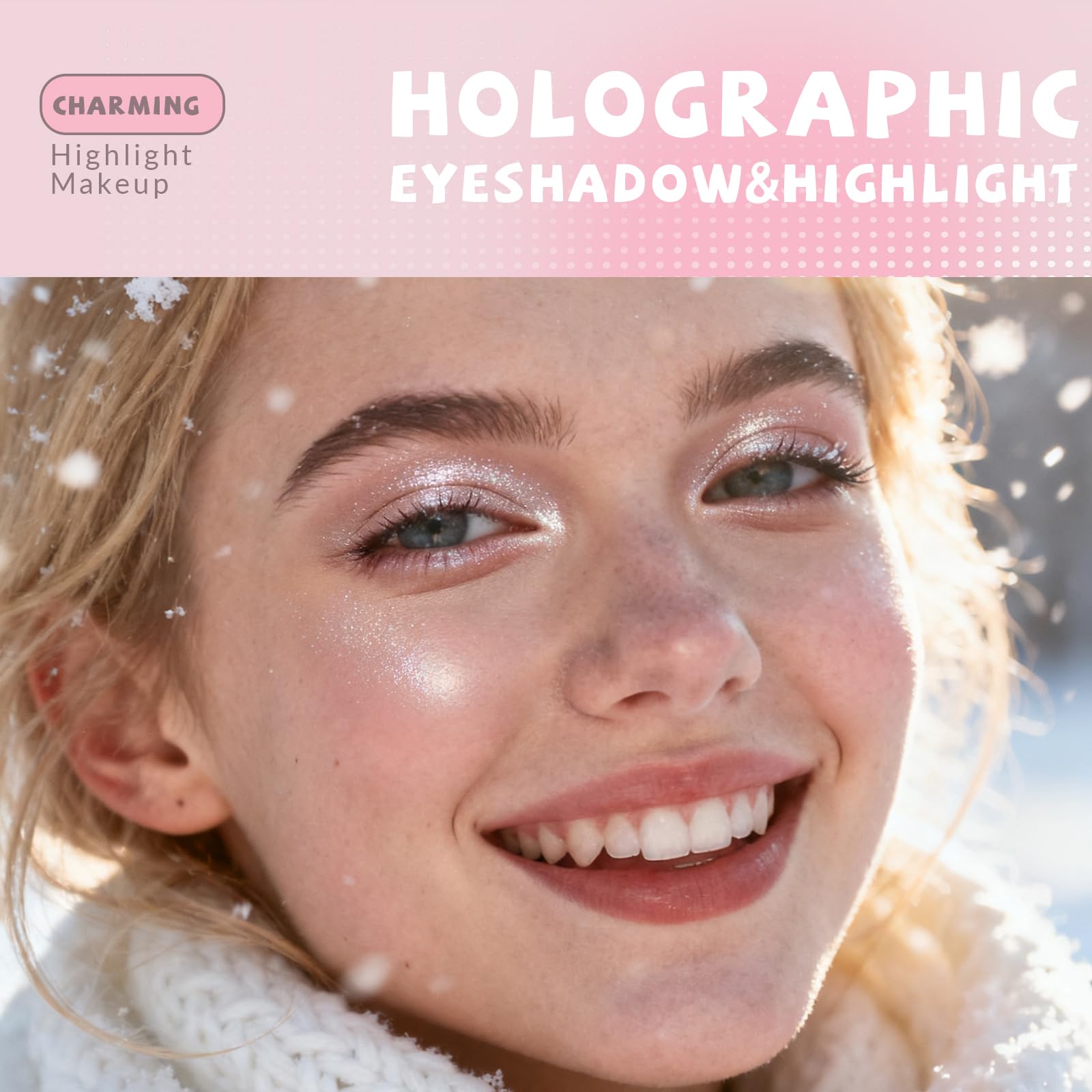 HOSAILY open compact revealing the silver duochrome pan, shows iridescent payoff